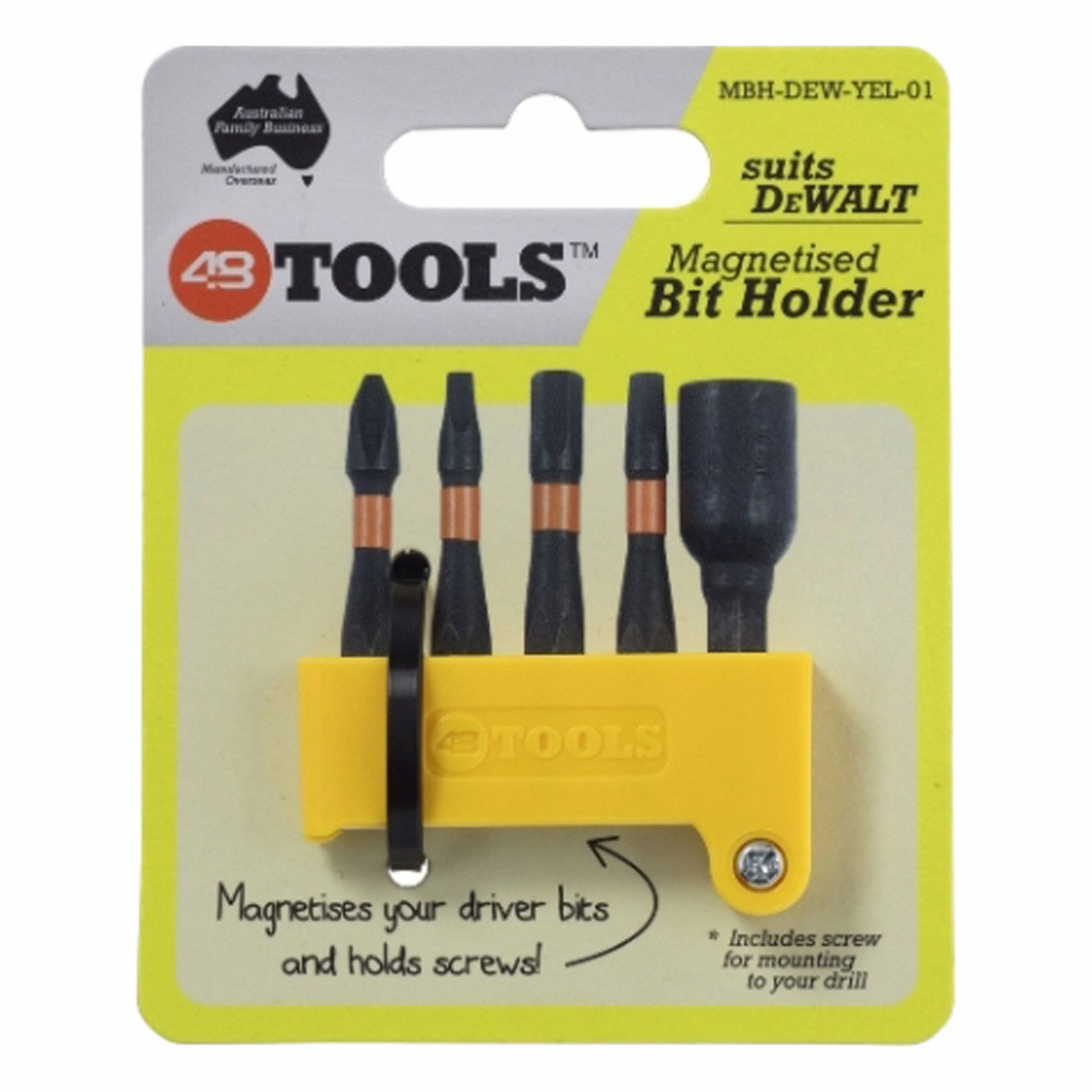 Bit Holder: Bit Holder, Dewalt Power Tools, Dewalt, 3/8 in Overall Ht, 2 in Overall Lg