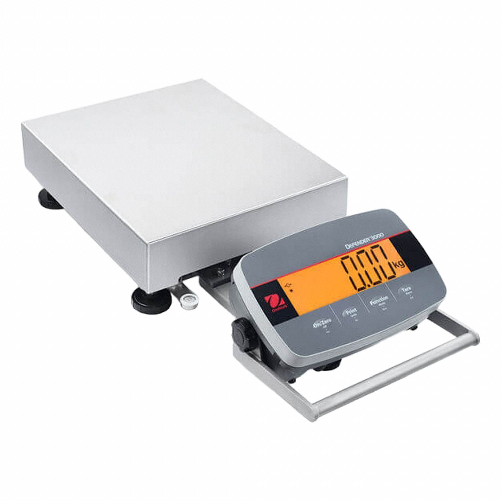 OHAUS Industrial Bench Scale: 12 in x 14 in, Not IP Rated, Front-Mounted, Stainless Steel (MPN i-D33P75B1R5 AM). Key specifications — attr1341383: Ethernet; attr1341384: 0.02 lb/10 g; attr1341400: OHAUS; attr1383935: Stainless Steel.