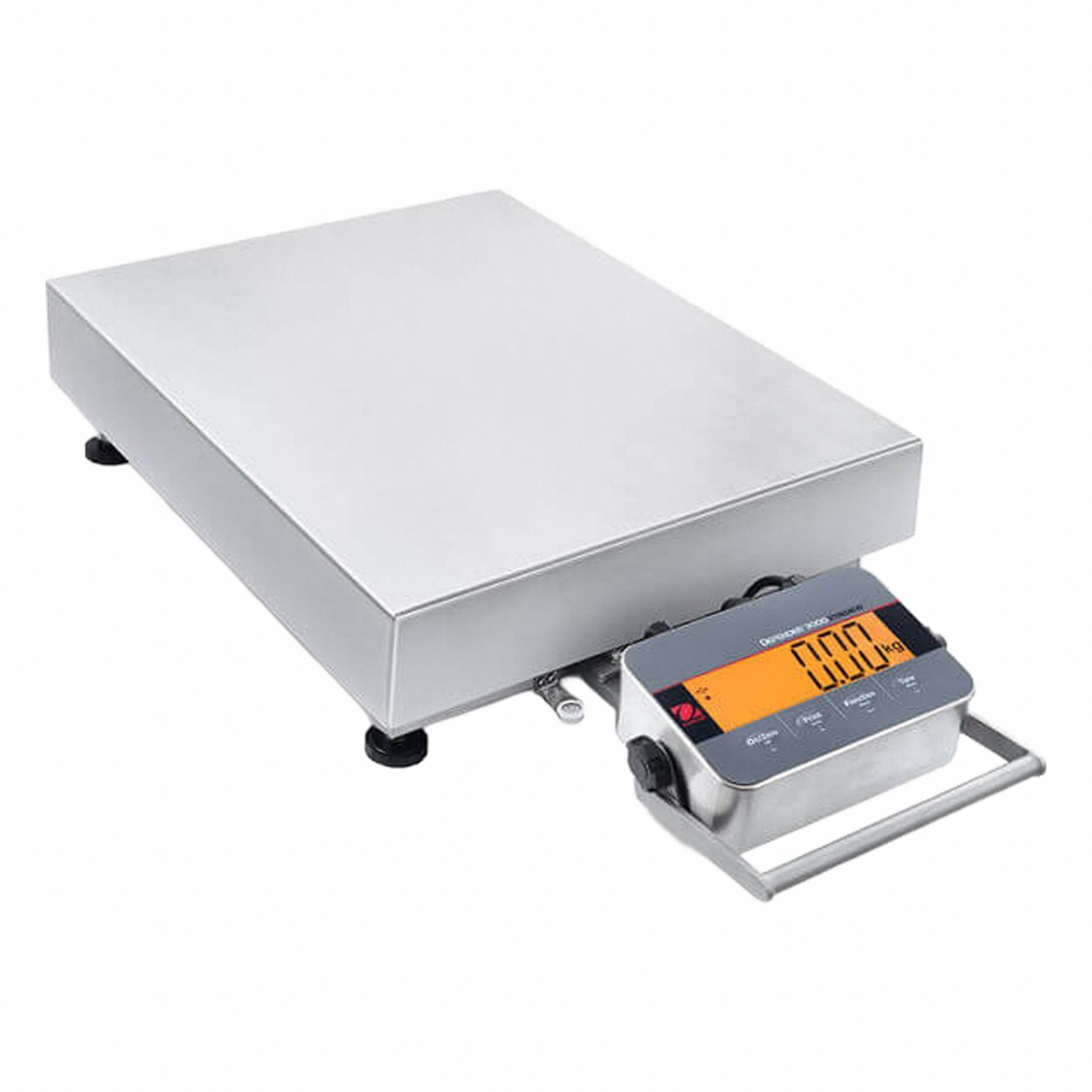 OHAUS Industrial Bench Scale: 19 3/4 in x 25 5/8 in, IP65/IP66, Front-Mounted, Stainless Steel (MPN i-D33XW300B1X5 AM). Key specifications — attr1341383: Ethernet; attr1341384: 0.1 lb/50 g; attr1341400: OHAUS; attr1383935: Stainless Steel.