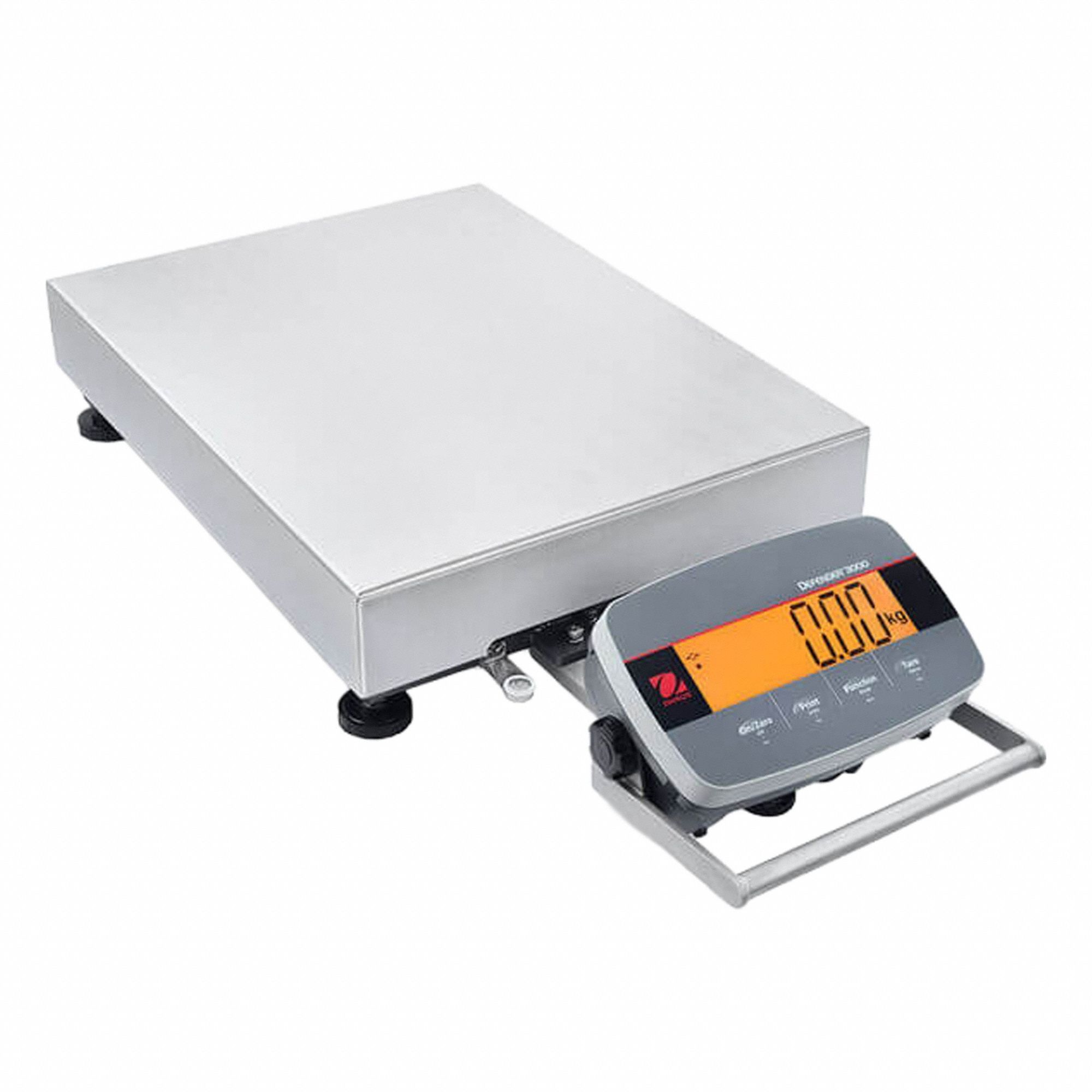 OHAUS Industrial Bench Scale: 16 1/2 in x 21 5/8 in, Not IP Rated, Front-Mounted, Stainless Steel (MPN i-D33P75B1L5 AM). Key specifications — attr1341383: Ethernet; attr1341384: 0.05 lb/20 g; attr1341400: OHAUS; attr1383935: Stainless Steel.