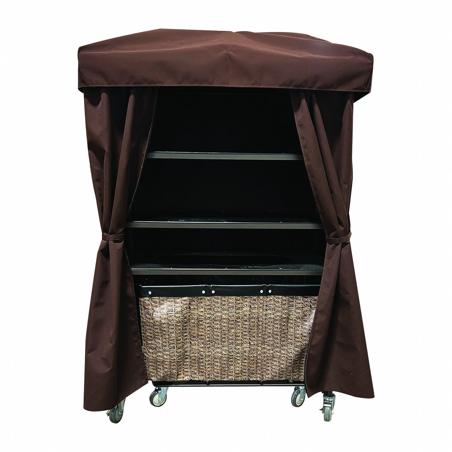 Towel Station: Brown, 46 in Overall Dp, 79 1/2 in Overall Ht, 27 in Overall Wd