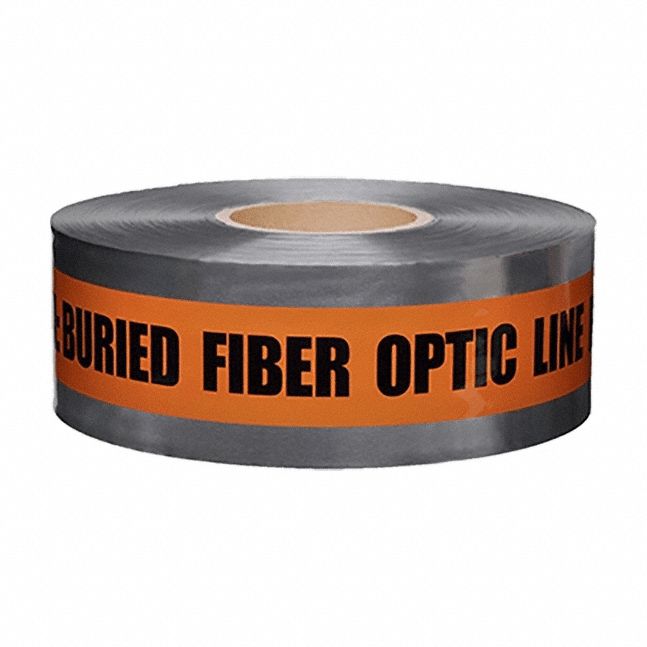 Detectable Buried Tape: 1, 000 ft Tape Lg, Orange, Aluminum