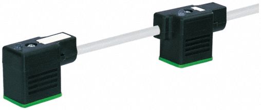 Cordset: (2) DIN Form BI Female Right Angle x Bare Wire, 3 m Cable Lg, PUR, Gray