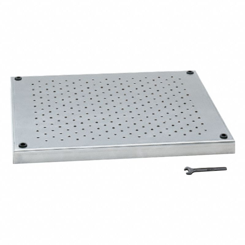 HEIDOLPH Perforated Platform: 16 in Overall Lg, 16 in Overall Wd, Perforated Platform (MPN 036303380). Key specifications — Brand: HEIDOLPH; Compatible with Manufacturer Model Number: 036130200 (Unimax 2010); Includes: (1) Aluminum Base Plate; Material: Stainless Steel; Product Type: Perforated Platform.