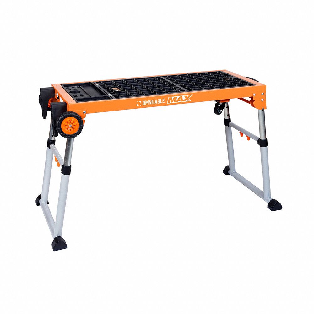 Max Worktable: Adj Ht, Plastic, 32 1/4 in Overall Wd, 440 lb Overall Load Capacity
