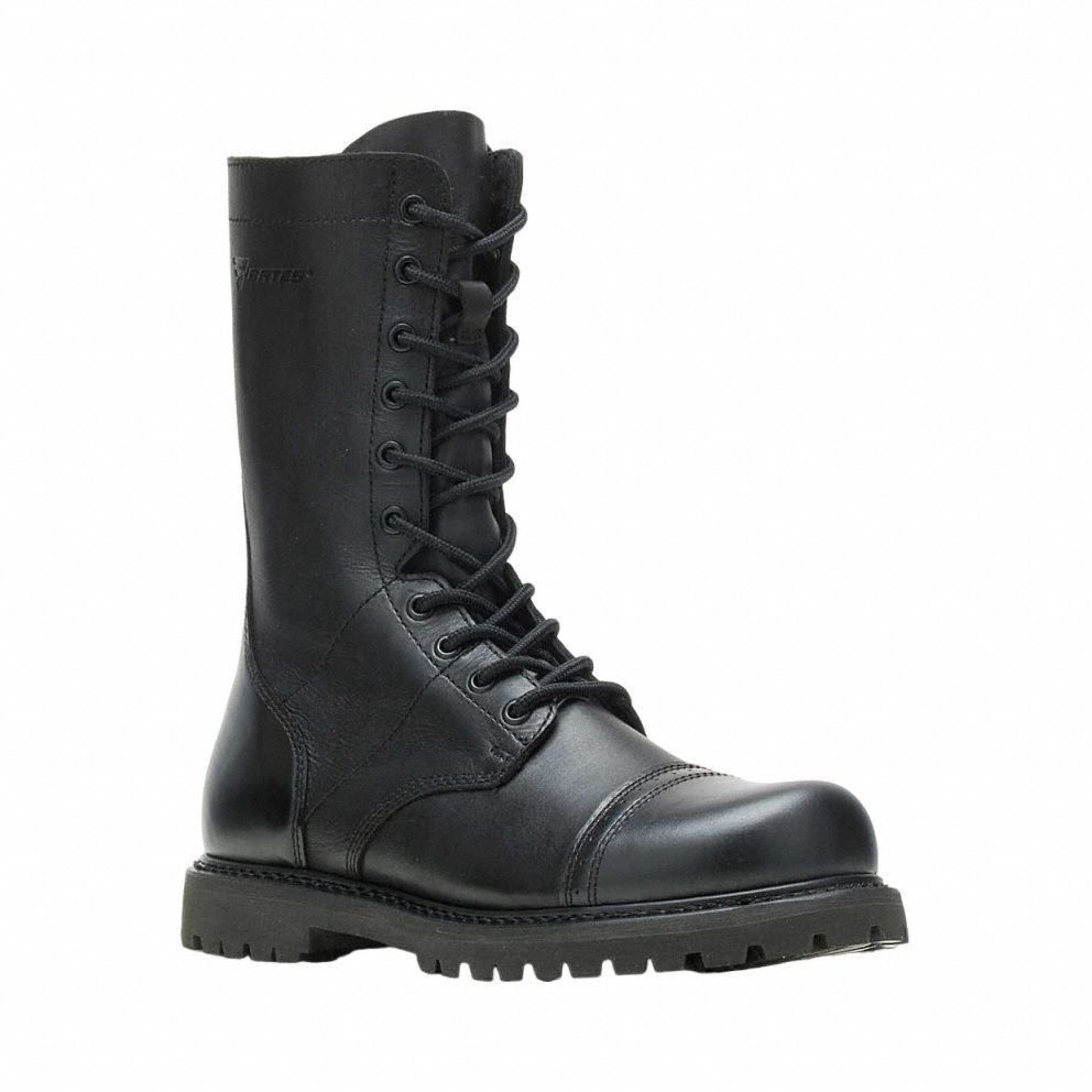 Military/Tactical Boot: Men's, 10-1/2, EW, 11 in Ht, Black, E02184, Side Zipper, Plain, 1 PR