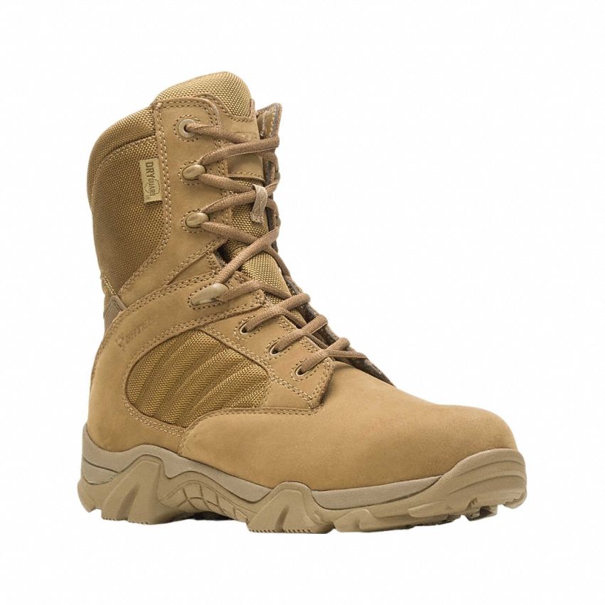 Work Boot: Men's, 10-1/2, EW, 8 in Ht, Coyote, E04272, Side Zipper, Insulated, Composite, 1 PR