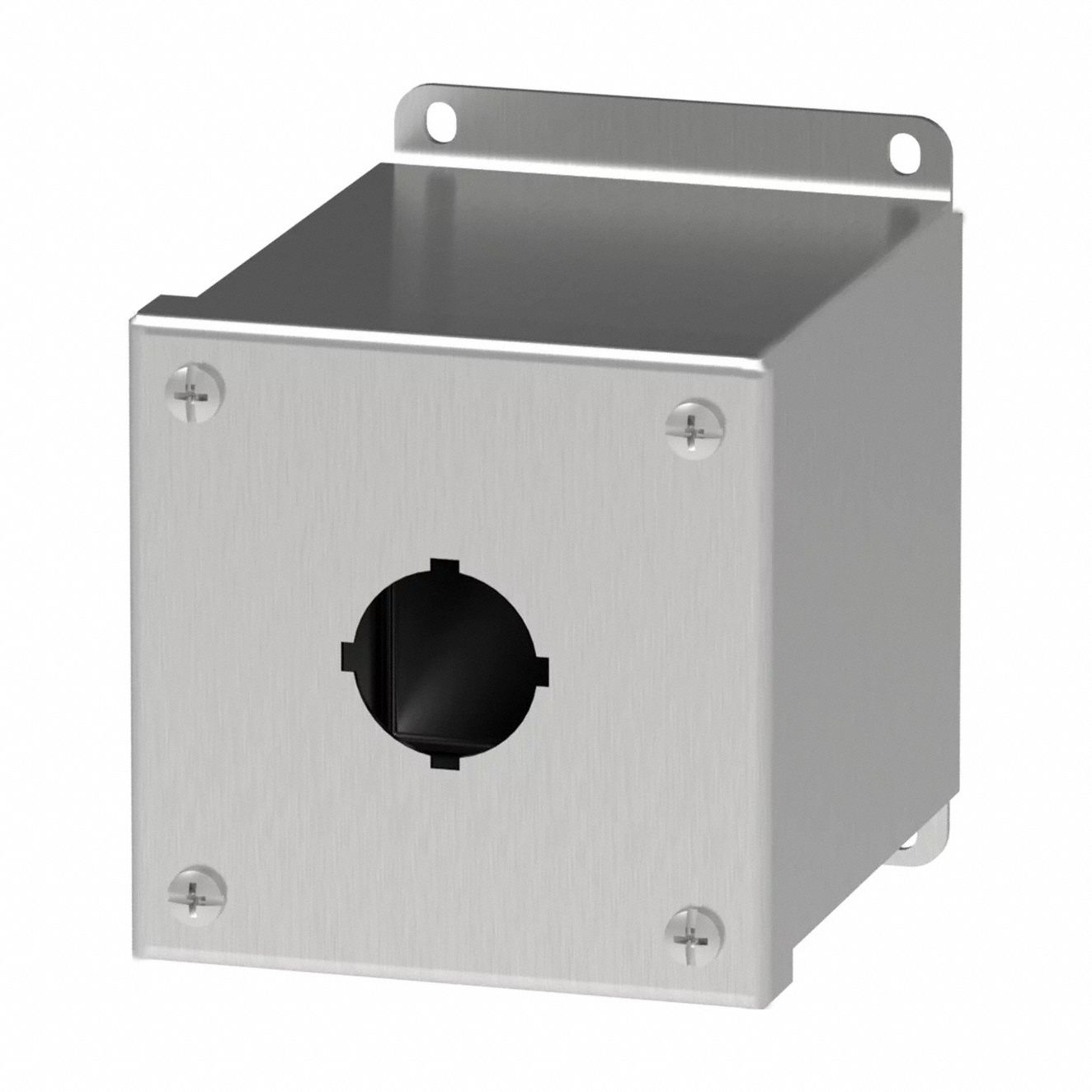 ENCEINTE AVEC BOUTON-POUSSOIR, ACIER INOXYDABLE 304, 4,00 PO LARGEUR, PIEDS EXTÉRIEURS, ACIER INOXYDABLE