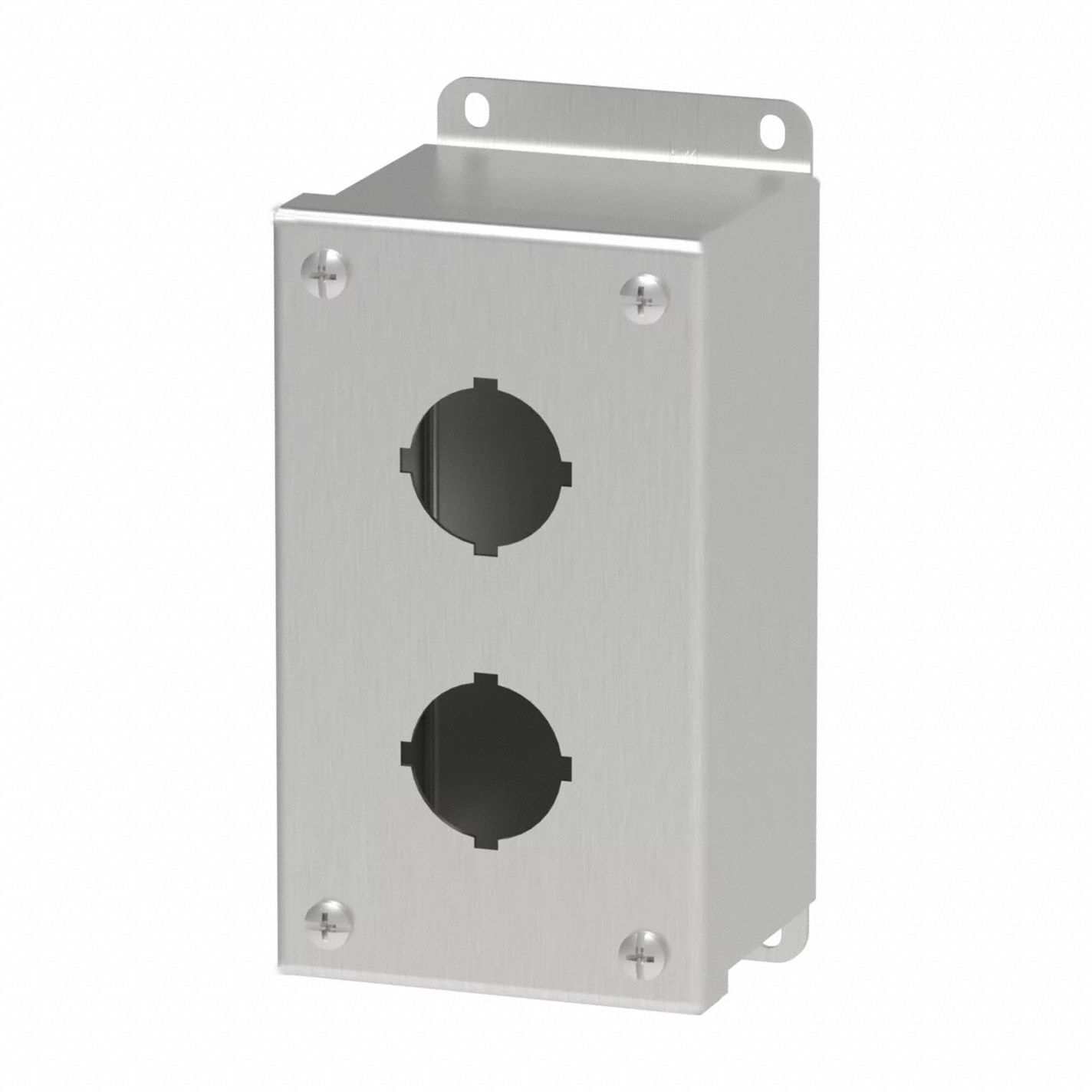 Push Button Enclosure: 30mm, 2 Holes, 304 Stainless Steel, NEMA 4X