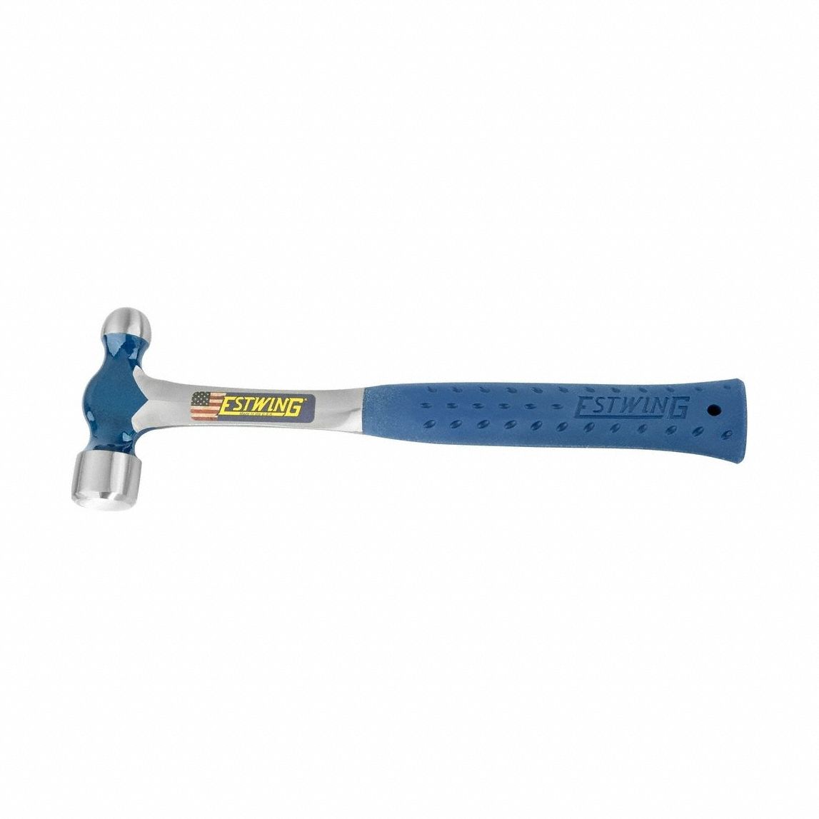 Ball Peen Hammer: Steel, Steel, 16 oz Head Wt, 1 1/4 in Face Dia, 13 in Overall Lg, Plain Grip