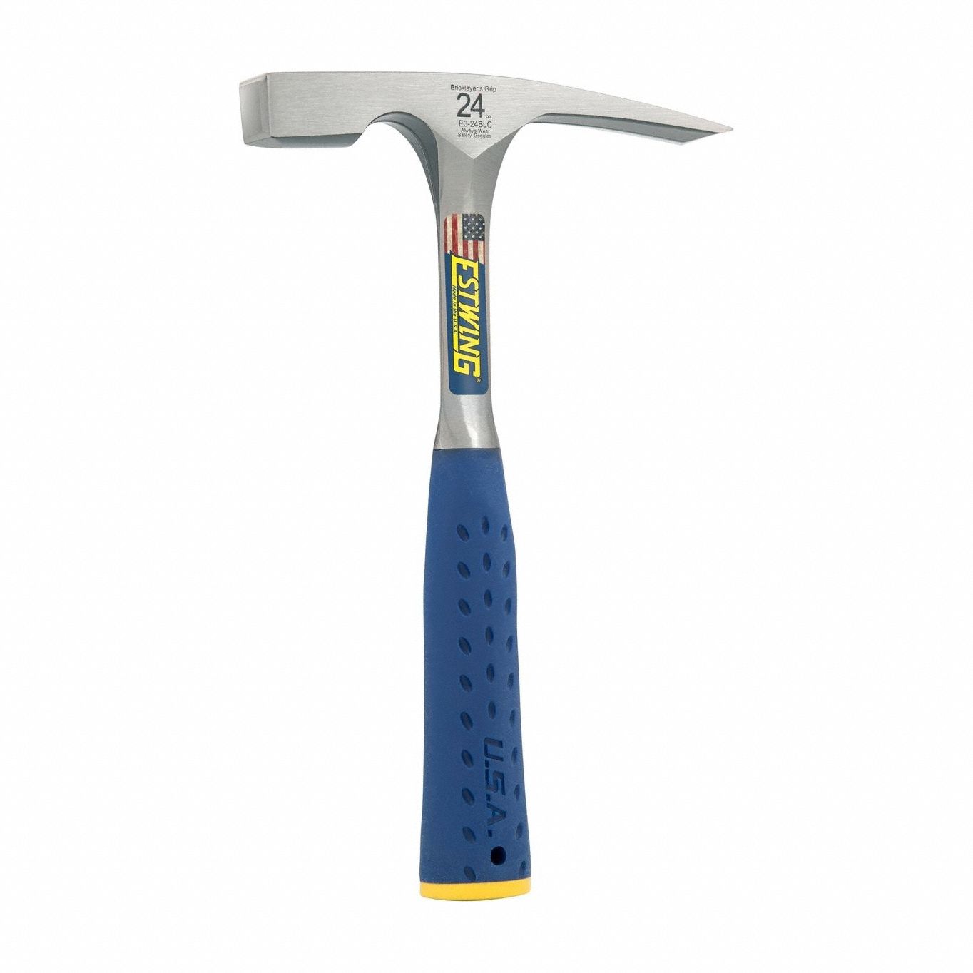 Bricklayer Hammer: 11 in Overall Lg, Non-Sparking, Steel Handle, Perpendicular, 4 in Blade Lg, Steel
