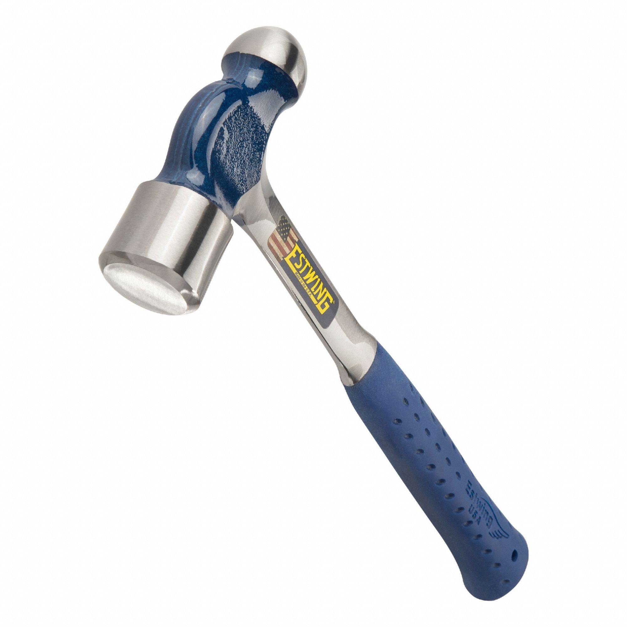 Ball Peen Hammer: Steel, Steel, 24 oz Head Wt, 1 3/8 in Face Dia, 14 in Overall Lg, Plain Grip