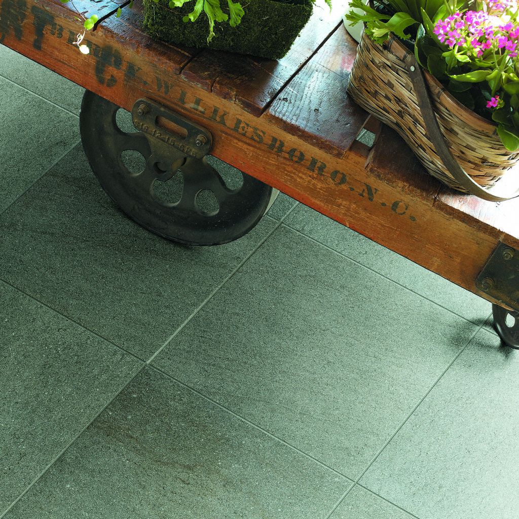 Floor Tiles: 11 7/8 in Lg, 11 7/8 in Wd, Bedrock, Field, Unpolished, Basalt, Rounded