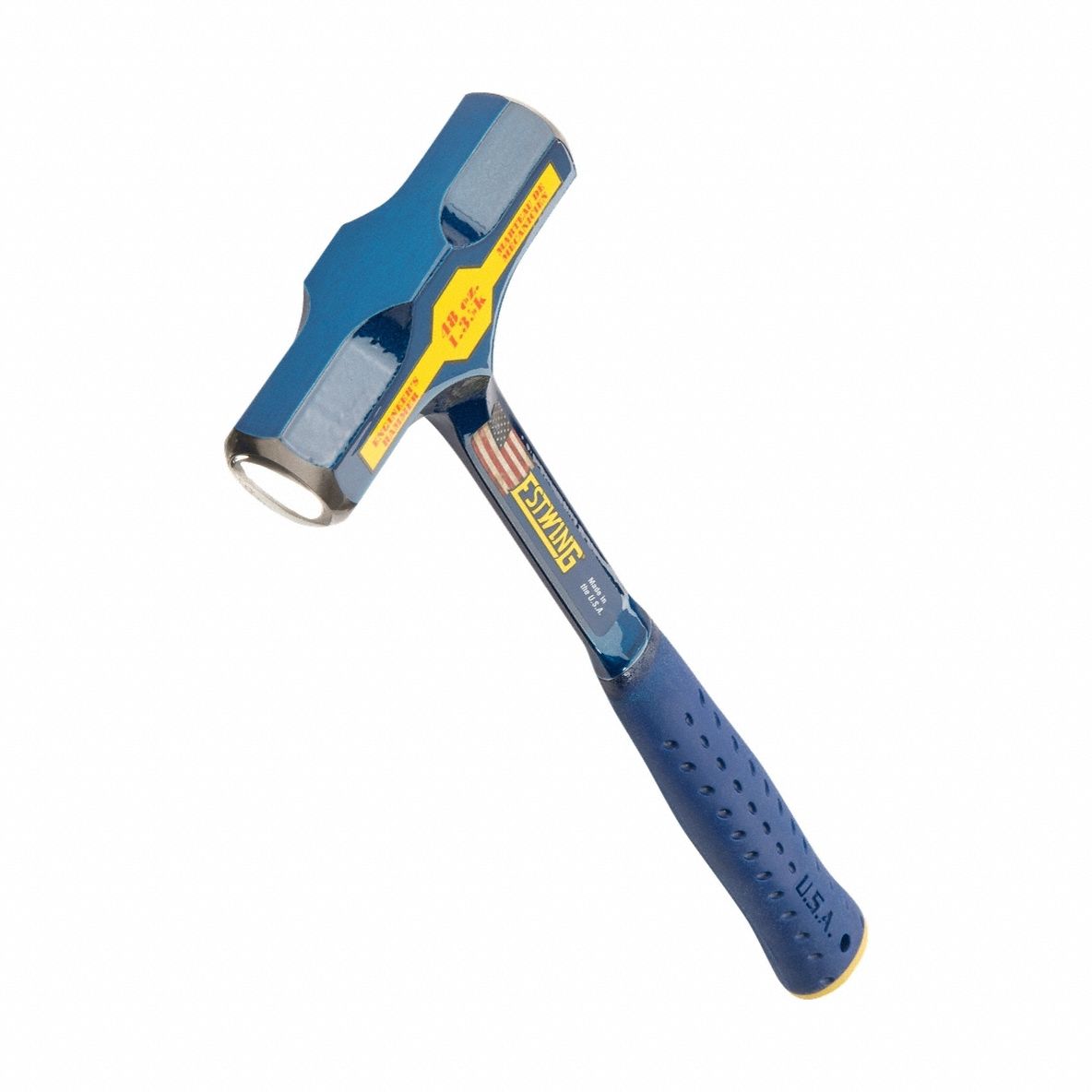 Sledge Hammer: Steel Handle, 48 oz Head Wt, 1 5/8 in Dia, 15 in Overall Lg, Round Shape, Plain Grip
