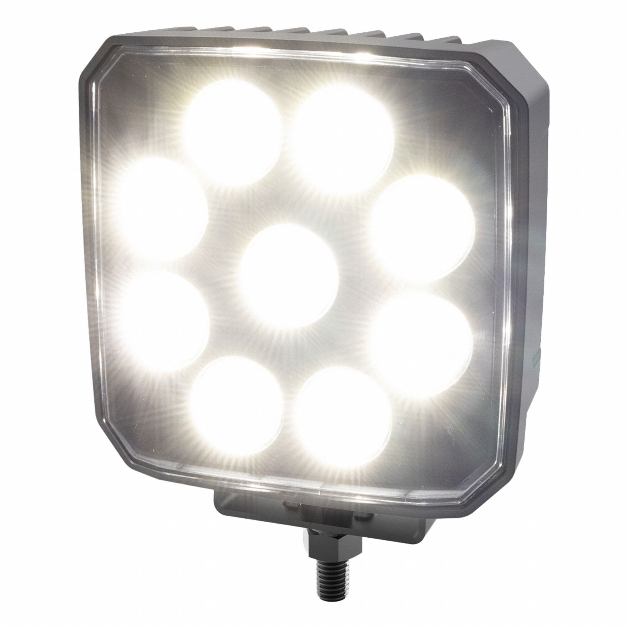 Vehicle Work Light: Square, Flood, LED, Bracket, 2 Pin Connector, Tow Trucks/Work Trucks, White
