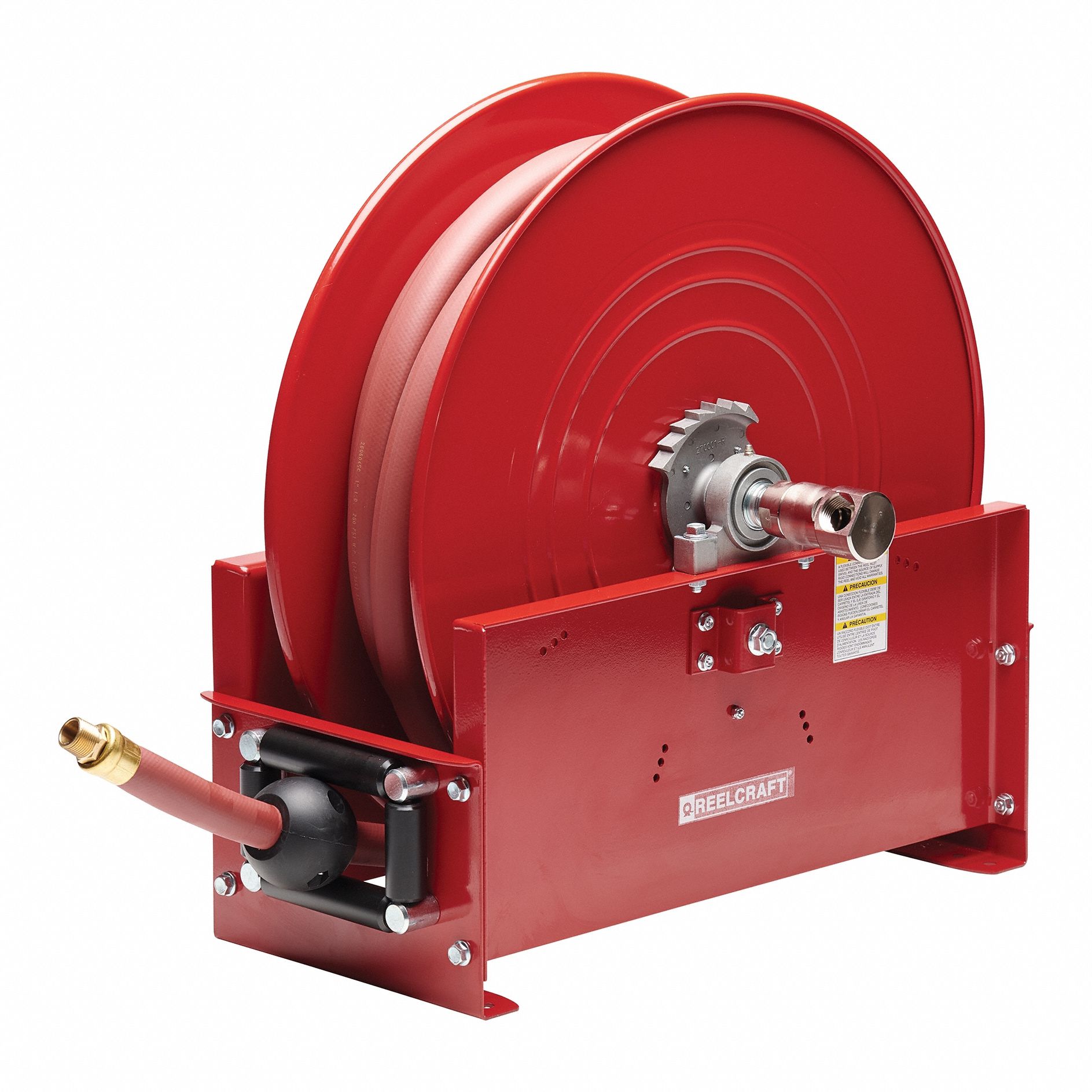 Hose Reel: 75 ft (3/4 in I.D.), 3/4 in MNPT x 3/4 MNPT, 250 psi Max Op Pressure, Steel, Red