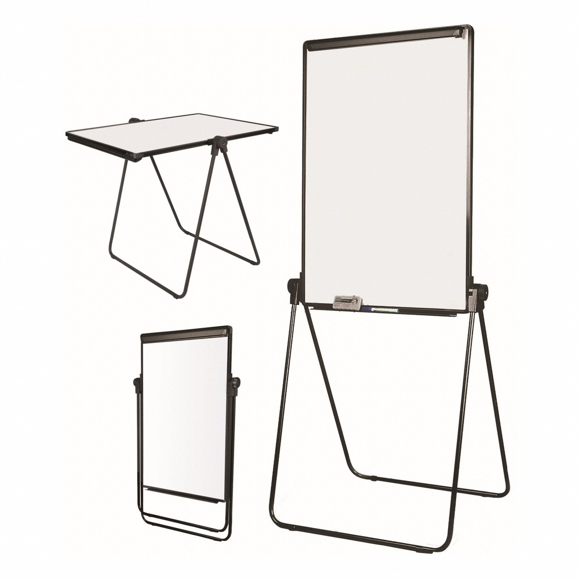 Dry Erase Board: 65 in Overall Ht, 29 in Overall Wd, Melamine, Melamine, Adj, White