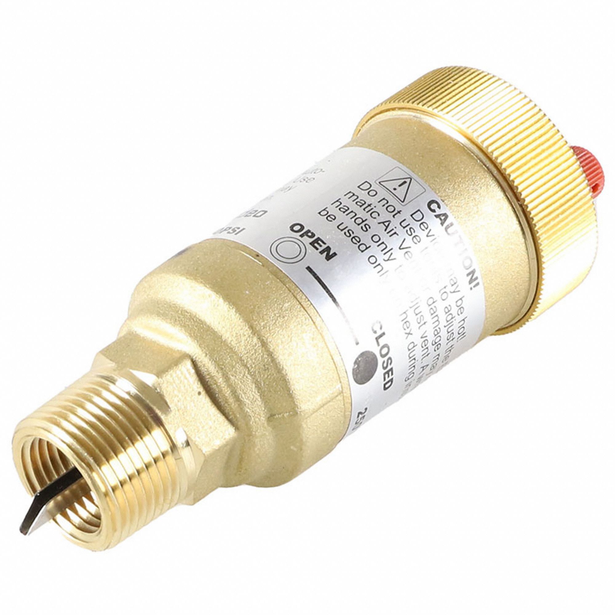 AIR VENT, ONE PORT, TOP PORT, ¾ IN MNPT, FOR WATER, BRASS BODY, 150 PSI MAX, 250 ° F MAX, BOTTOM