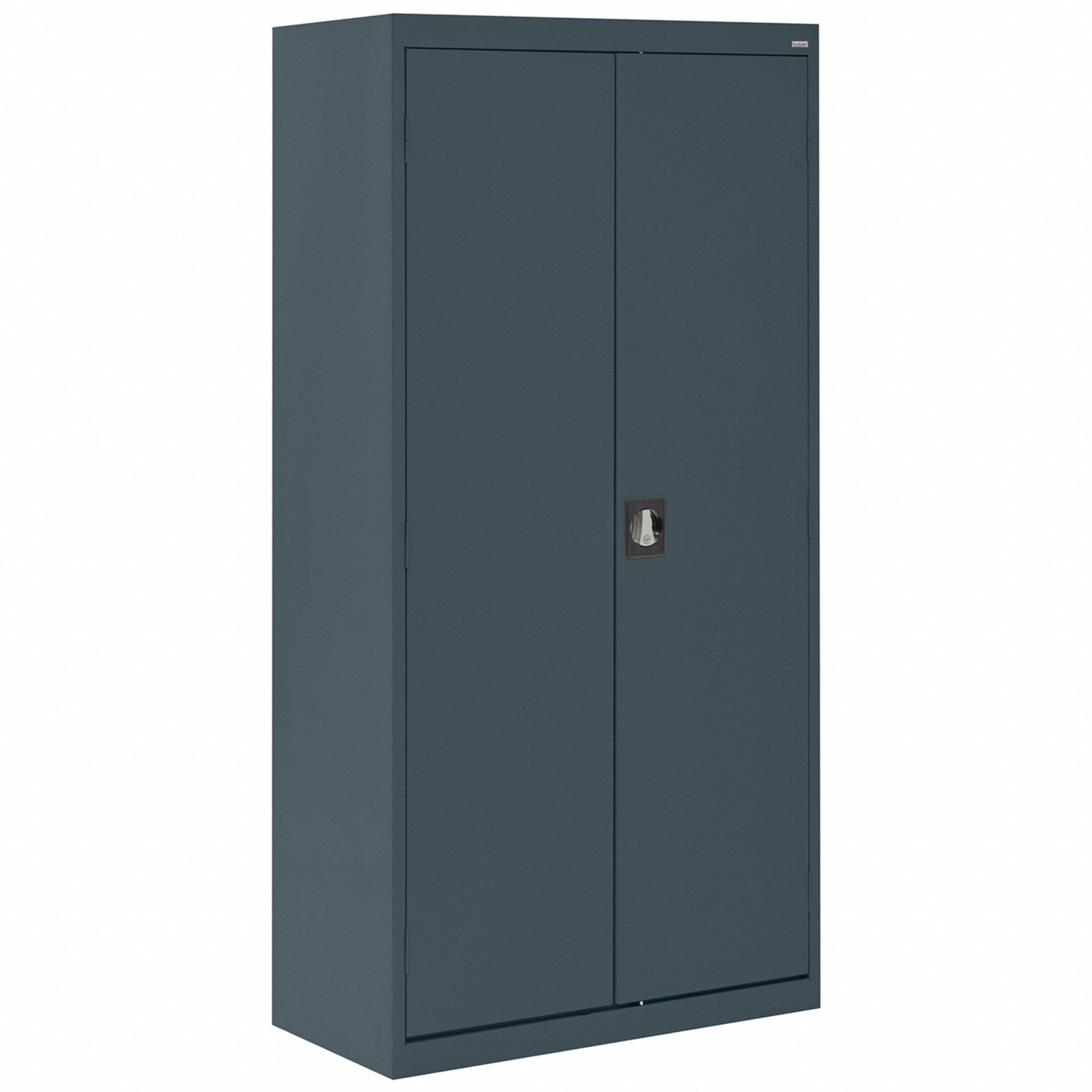 Storage Cabinet: 36 in x 18 in x 72 in, 4 Shelves, Recessed Pull Handle & Keyed, Adj, Solid