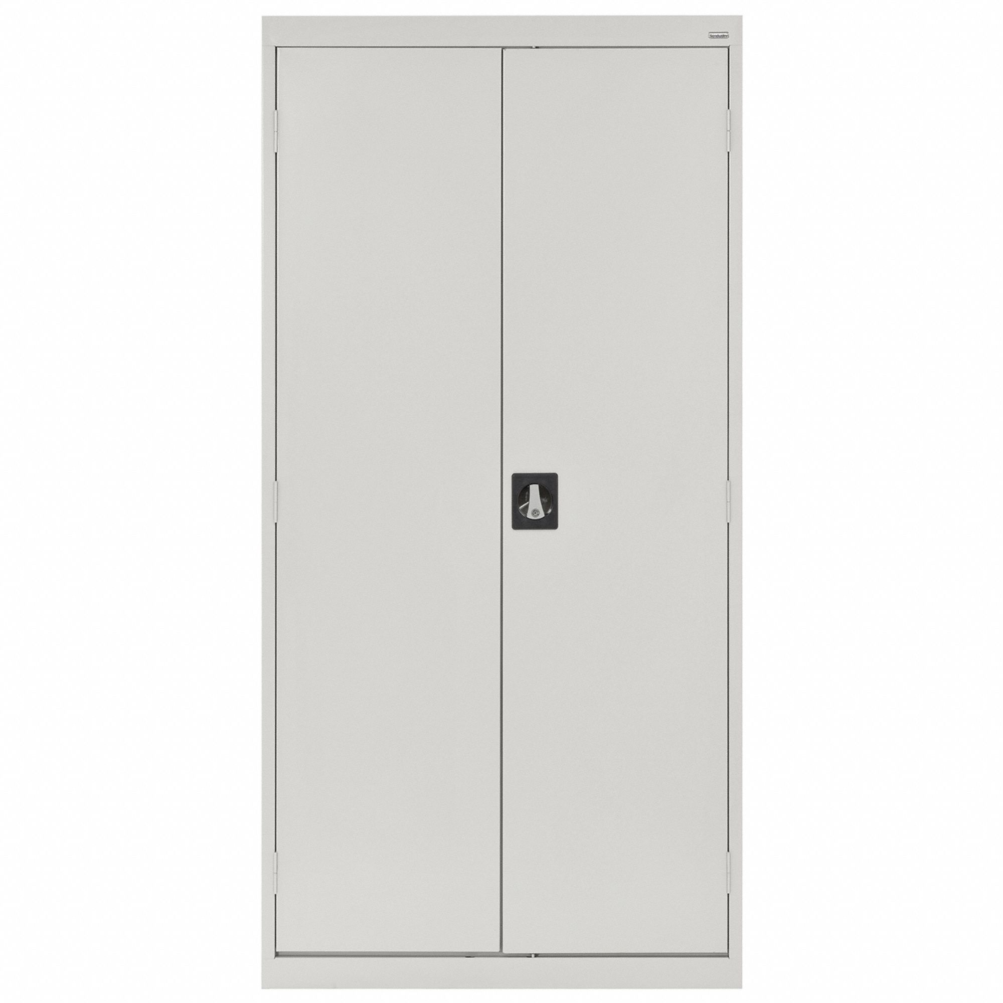 Storage Cabinet: 36 in x 18 in x 72 in, 4 Shelves, Recessed Pull Handle & Keyed, Adj, Solid