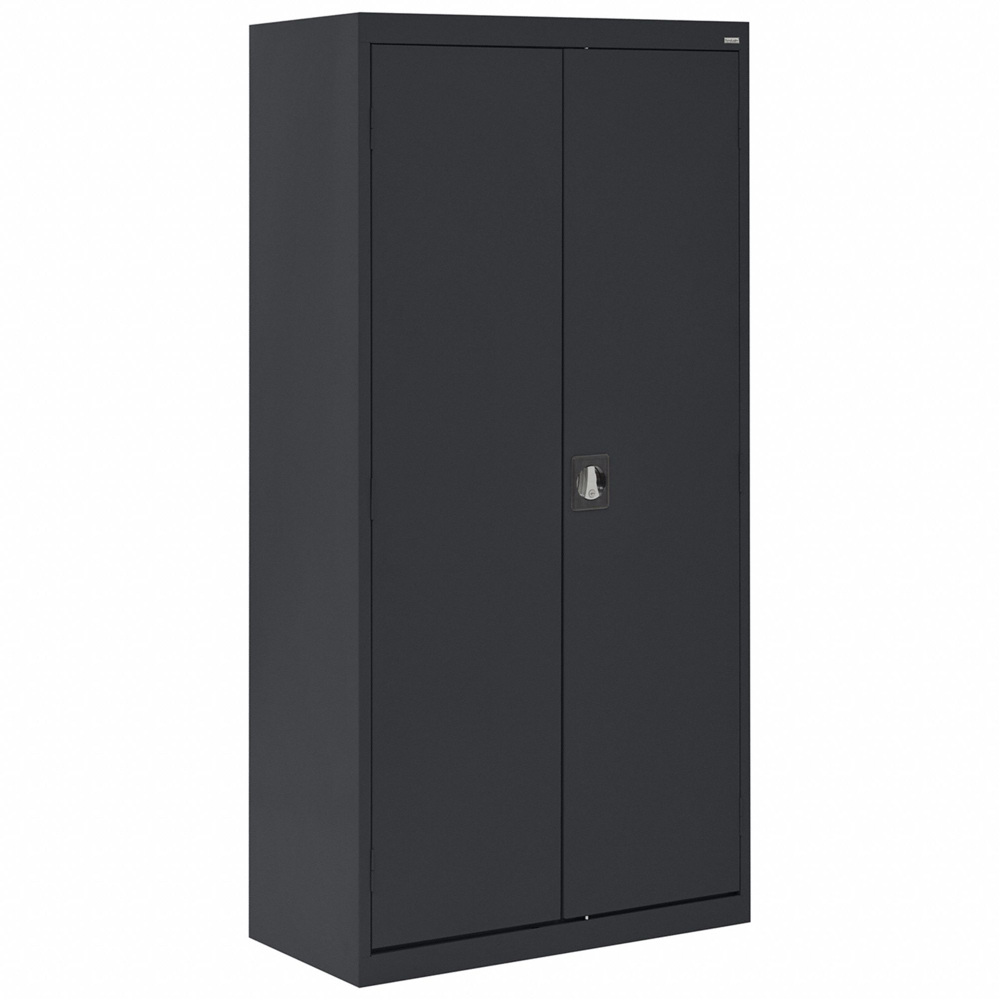 Storage Cabinet: 36 in x 18 in x 72 in, 4 Shelves, Recessed Pull Handle & Keyed, Adj, Solid