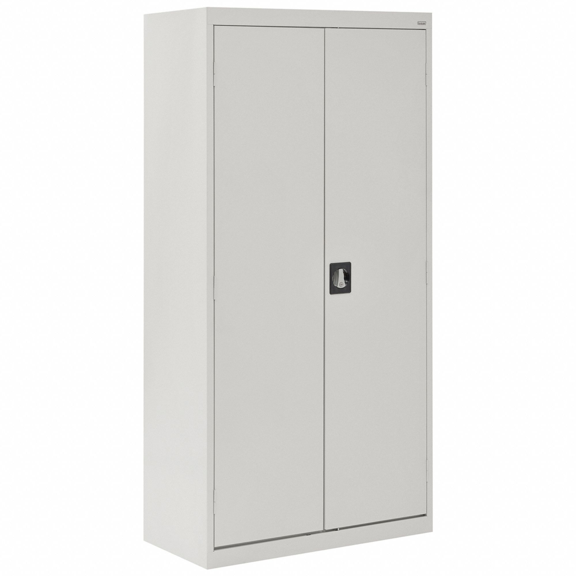Storage Cabinet: 36 in x 24 in x 72 in, 4 Shelves, Recessed Pull Handle & Keyed, Adj, Solid