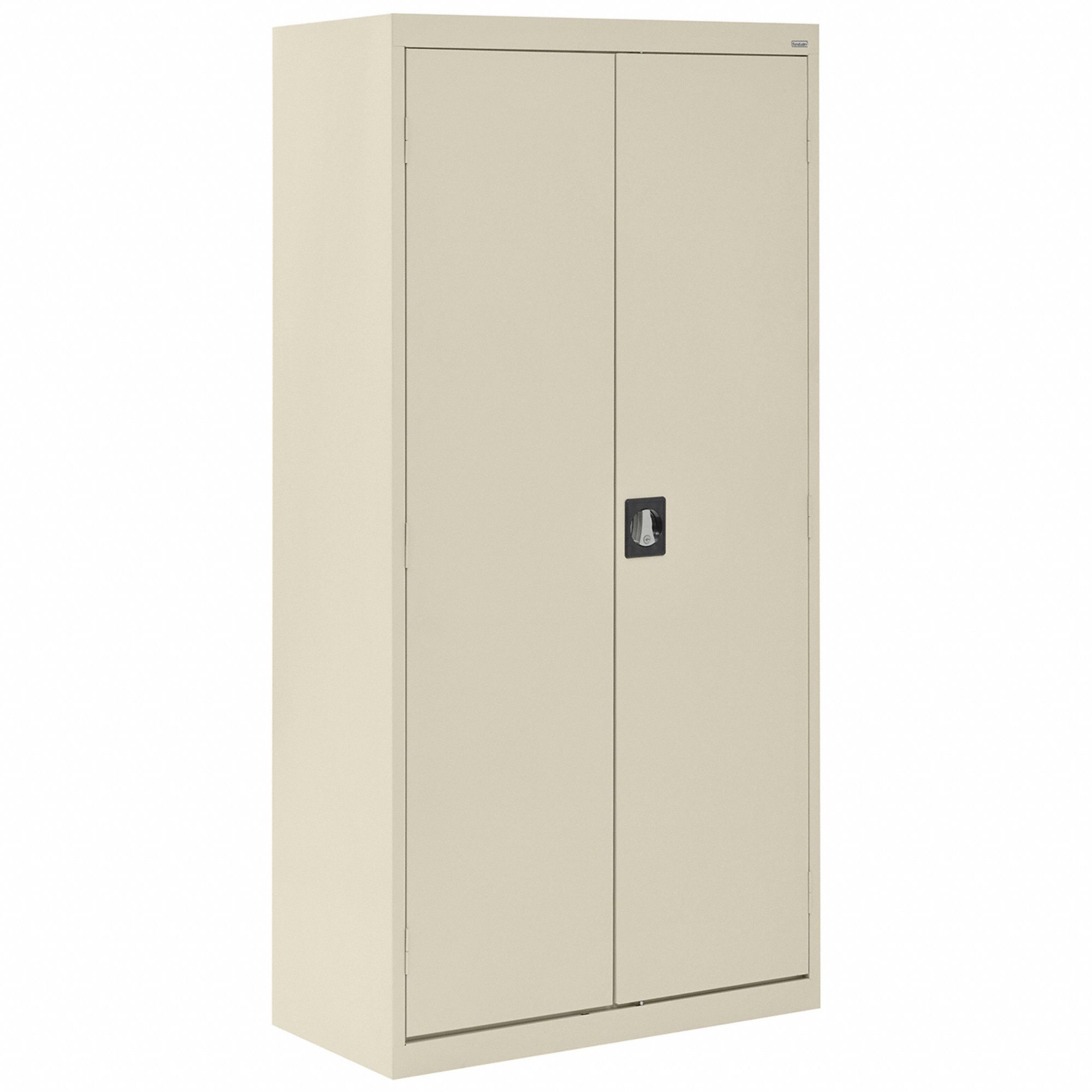 Storage Cabinet: 36 in x 24 in x 72 in, 4 Shelves, Recessed Pull Handle & Keyed, Adj, Solid