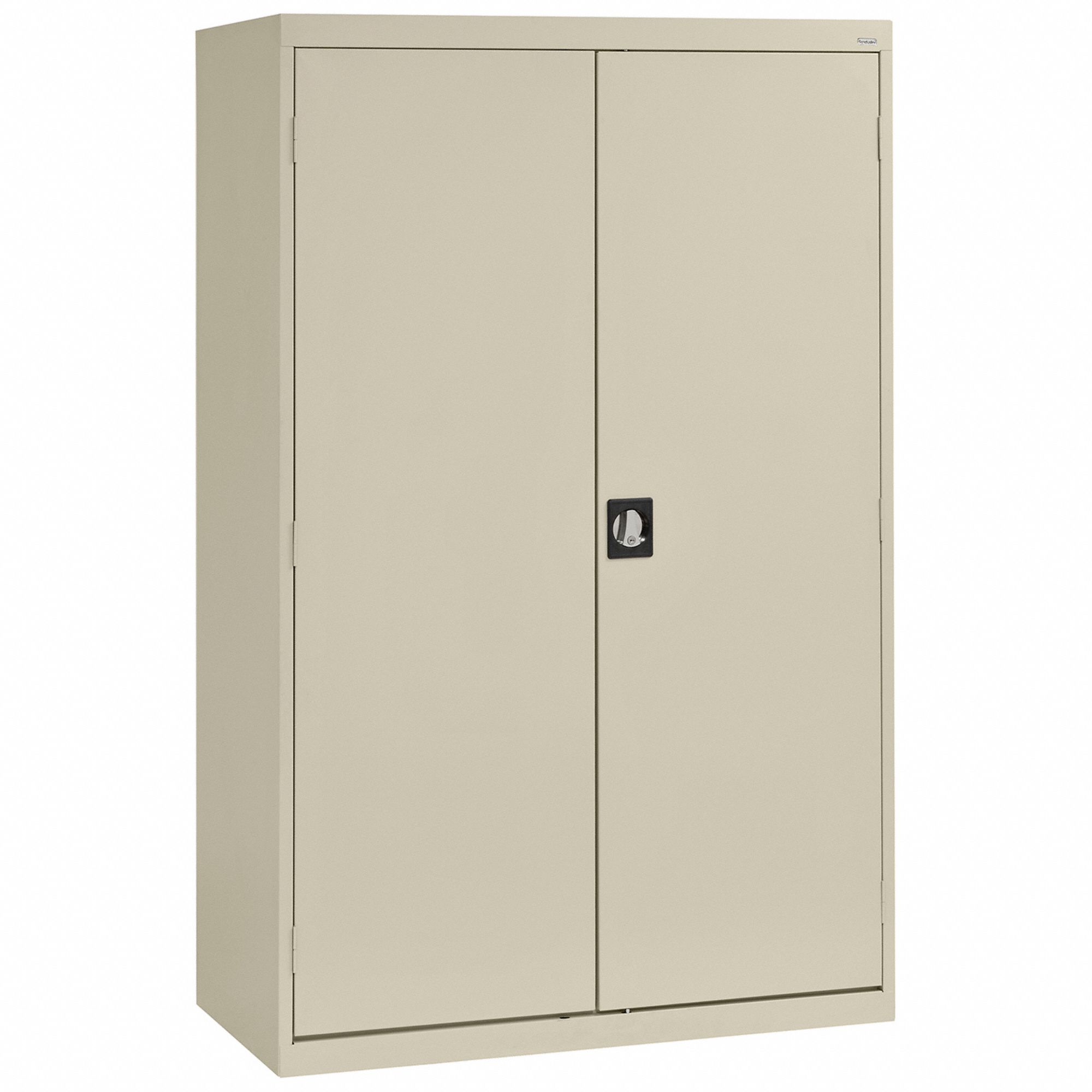 Storage Cabinet: 46 in x 24 in x 72 in, 4 Shelves, Recessed Pull Handle & Keyed, Adj, Solid