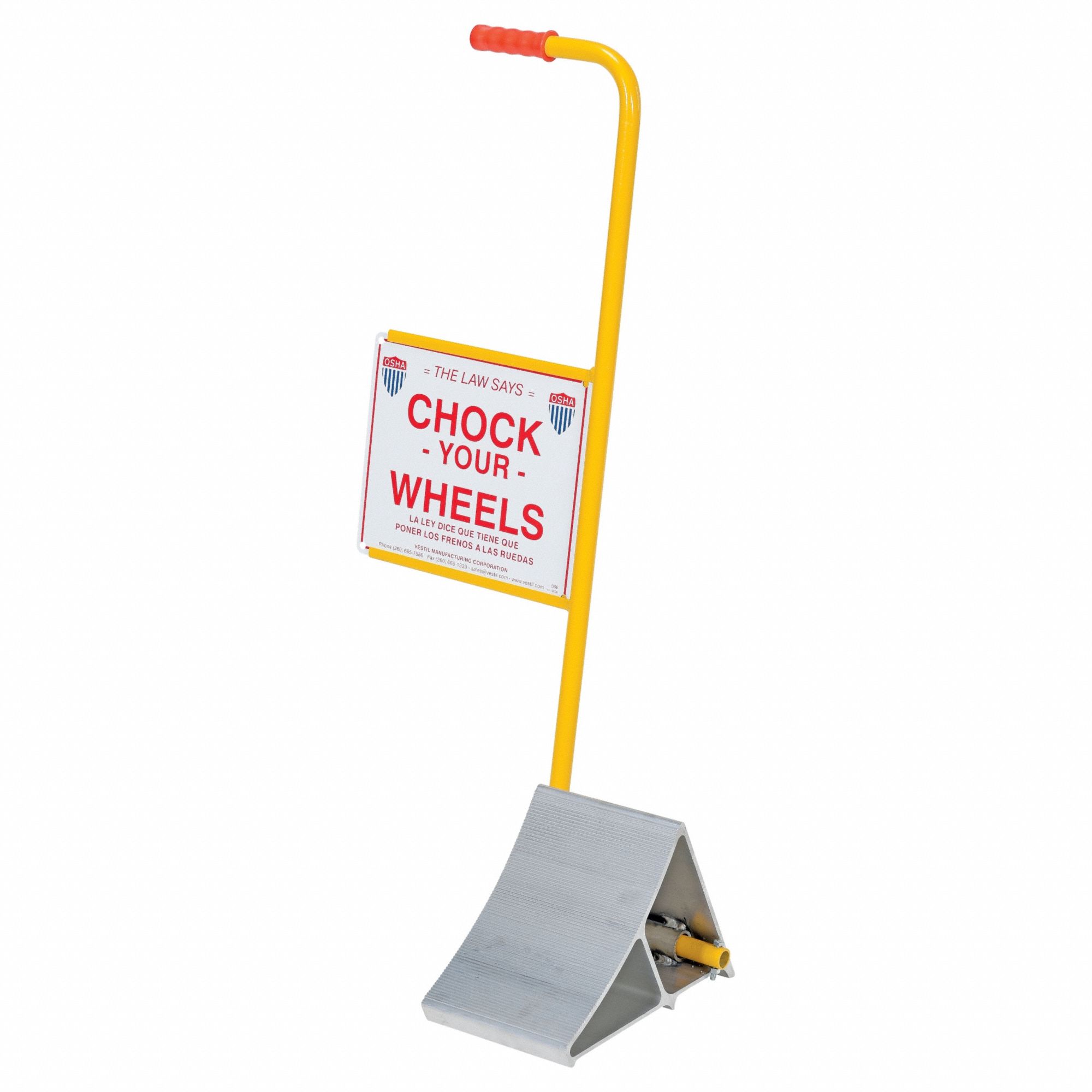 WHEEL CHOCK, ALUMINUM, 30 IN MAX COMPATIBLE WHEEL DIA, 7¾ IN OVERALL L, 20¾ IN OVERALL W