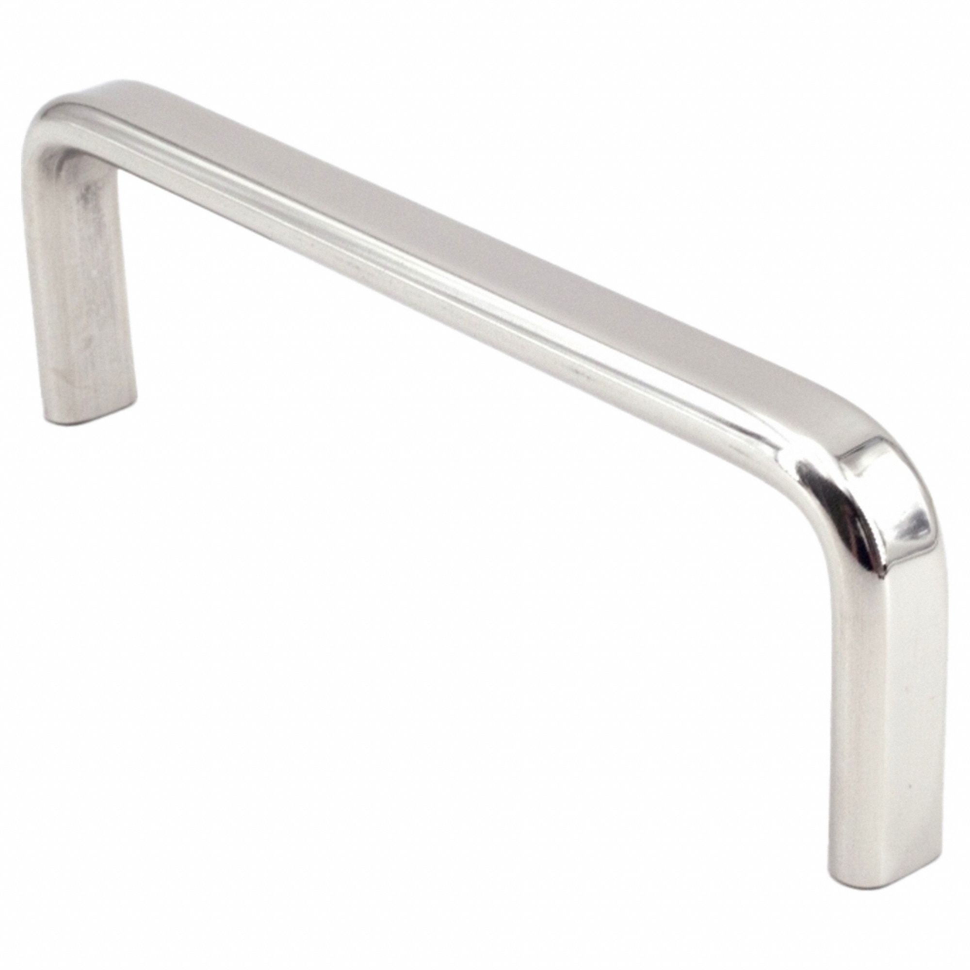 Pull Handle: Threaded Holes, Stainless Steel, Silver, 5.91 in Mounting Hole Center to Center