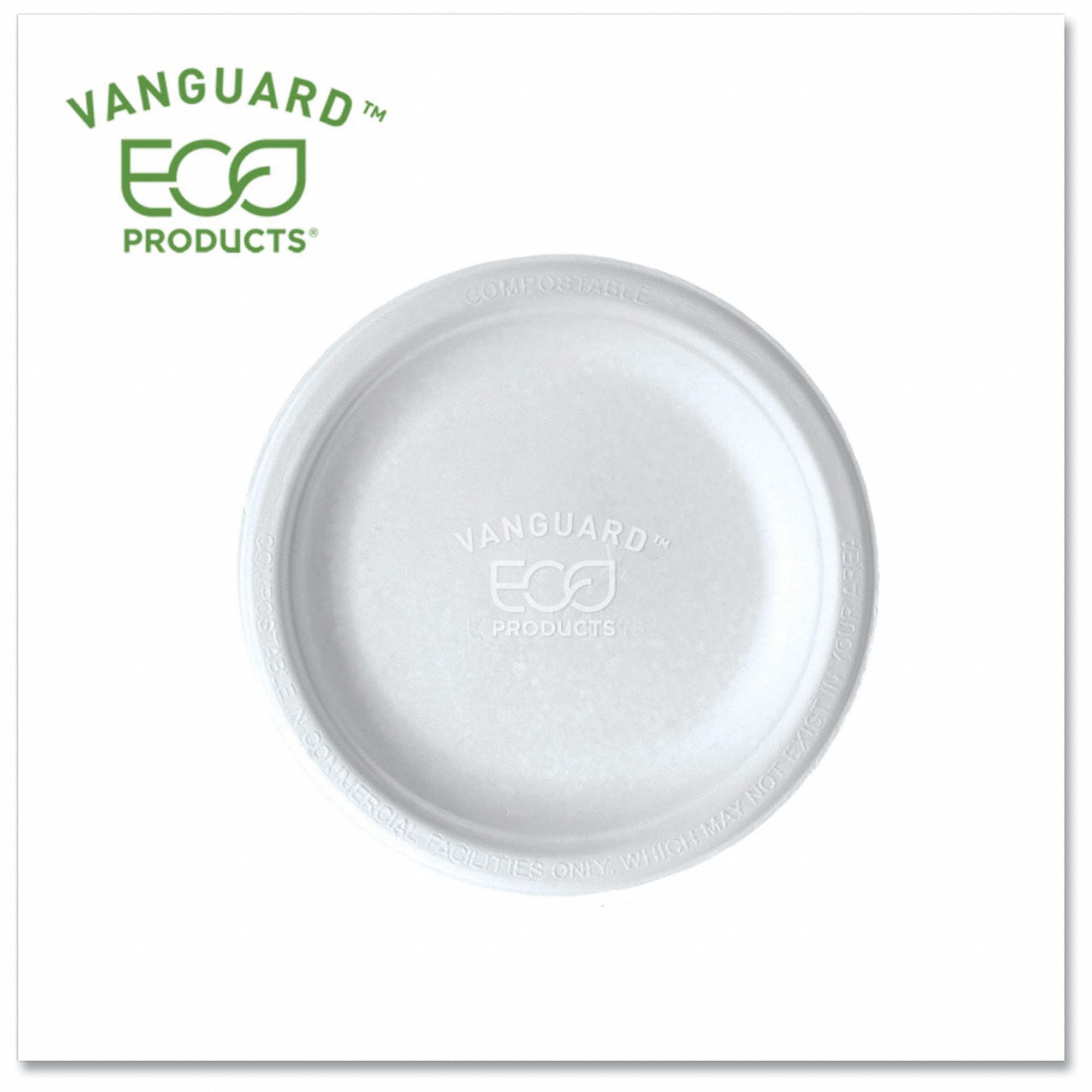 Disposable Fiber Plate: White, 6 in Disposable Plate Size, 1 Compartments, 1, 000 PK