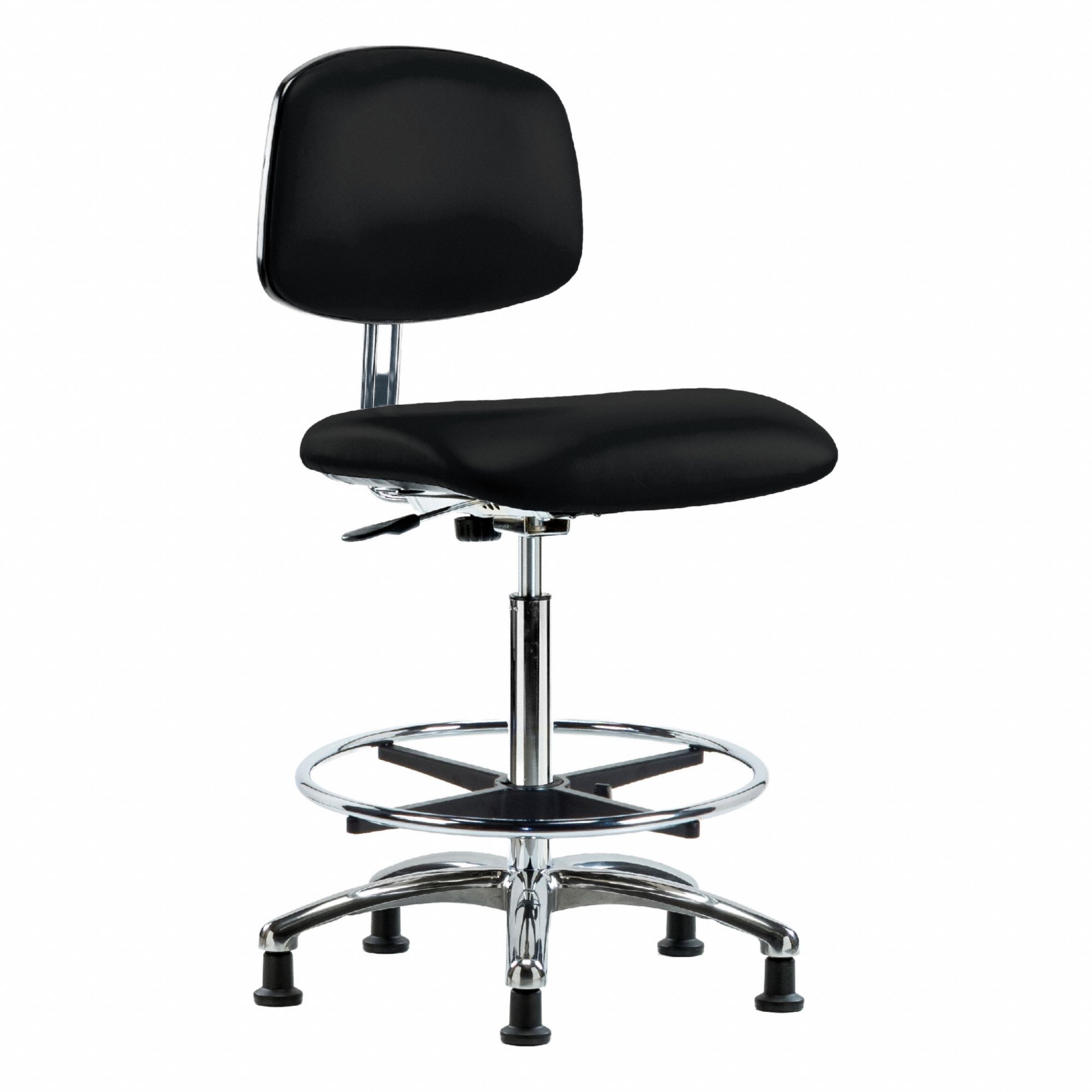 ESD/Cleanroom Task Chair: Vinyl, Armless, Ht Range 25 3/4 in to 35 1/2 in, 18 1/2 in Seat Wd, ISO 4
