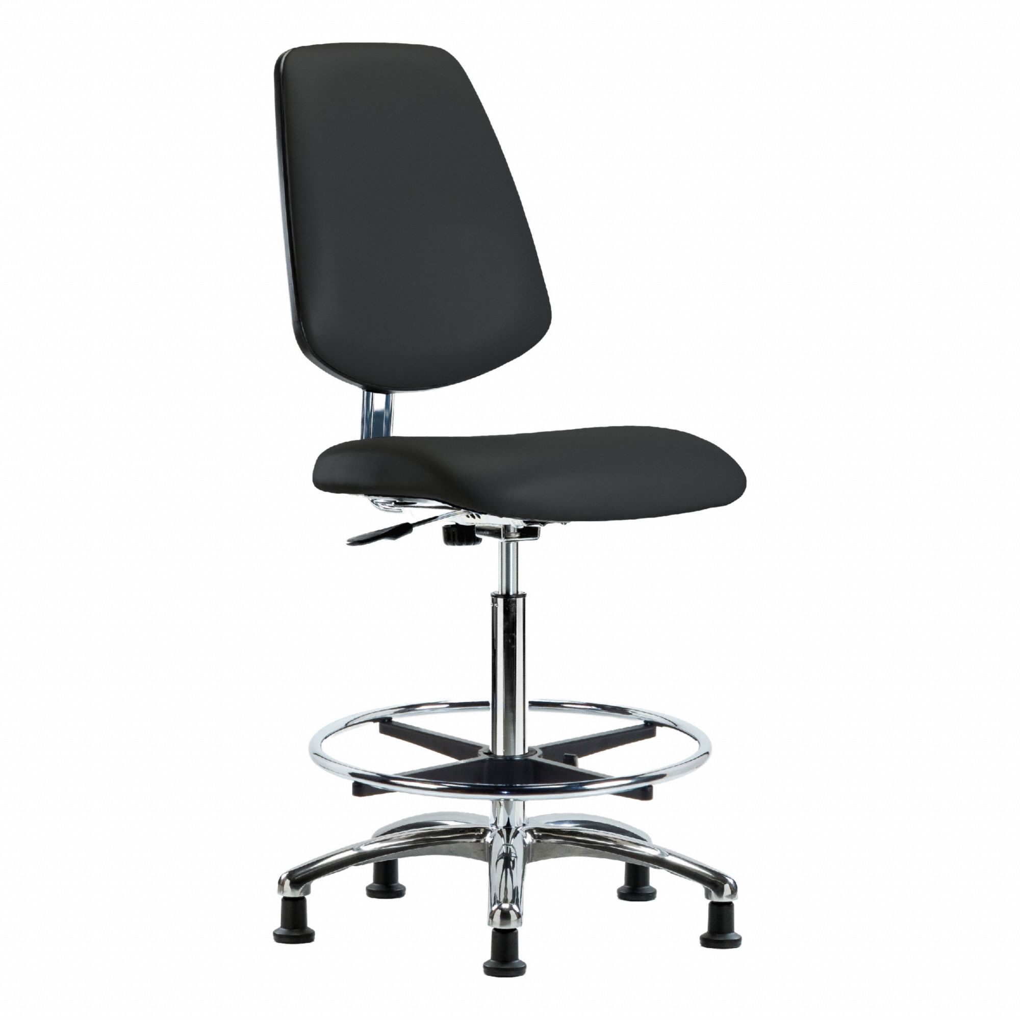 ESD/Cleanroom Task Chair: Vinyl, Armless, Ht Range 25 3/4 in to 35 1/2 in, 18 1/2 in Seat Wd, ISO 4