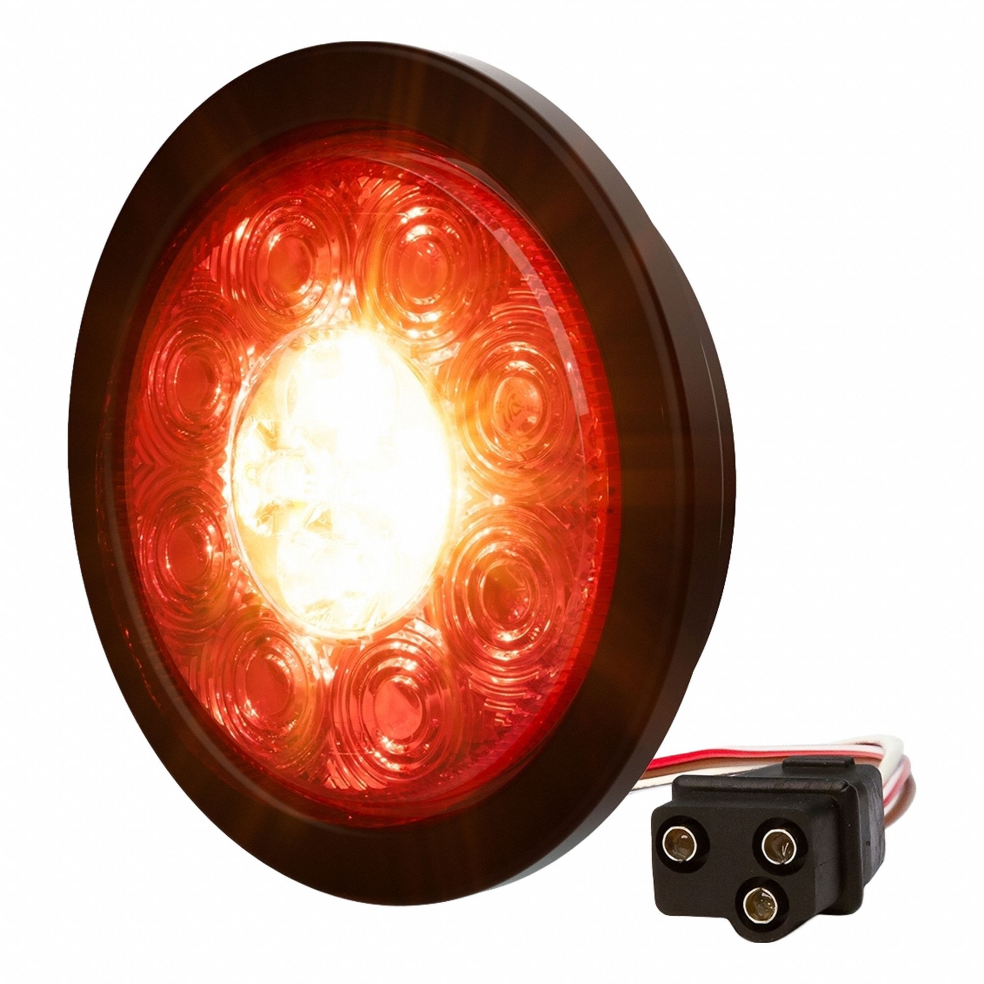 Combination Stop Light: LED, Stop, Turn, and Tail Combo Light, Amber/Blue, Round, Grommet