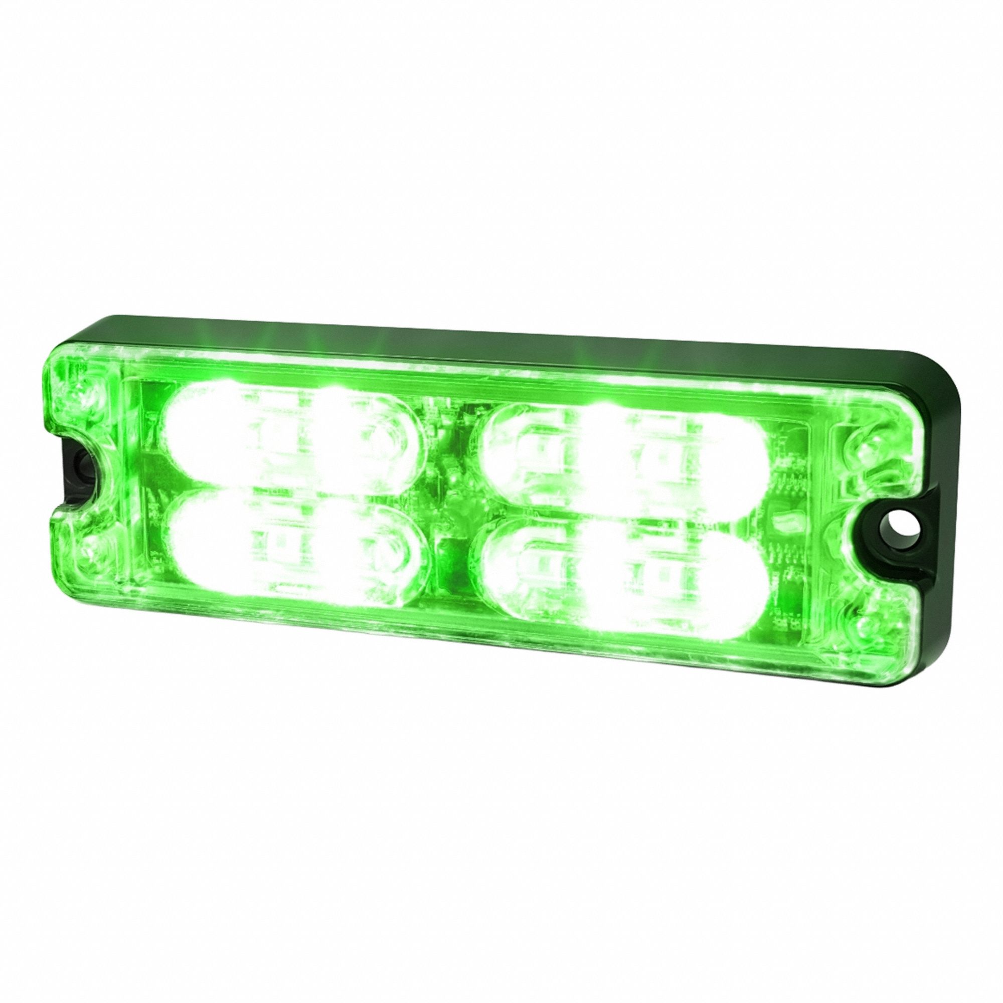LED Directional Warrning Light: Perimeter Flashing Warning Light, Green, 1/2 in Overall Wd, LED
