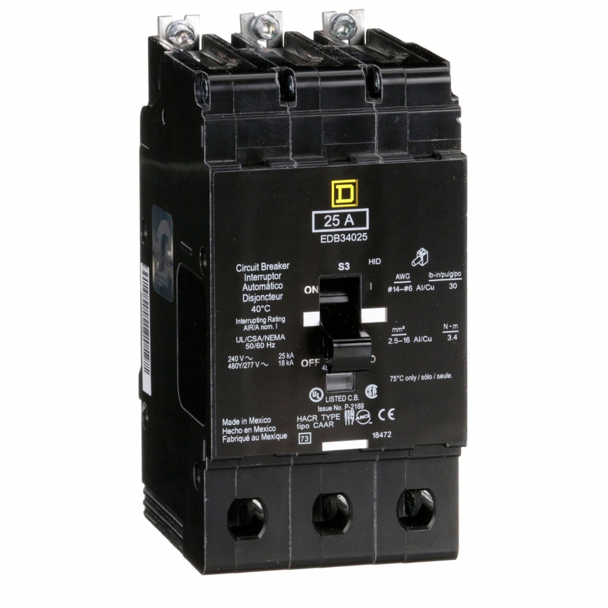 SQUARE D 32 AMP CDAE34032 TRIPLE POLE MCCB CIRCUIT BREAKER