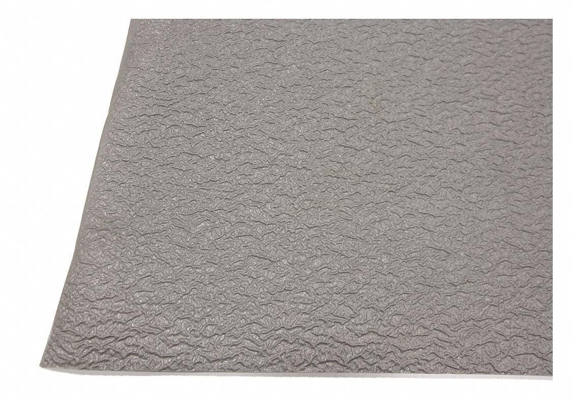 ANTI-FATIGUE MAT, ANTI-STATIC, PEBBLED, GREY, 60 X 4 FT X 3/8 IN, VINYL + PVC FOAM