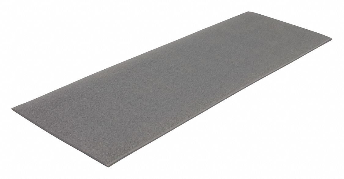 ANTIFATIGUE MAT, RECTANGULAR, TAPERED EDGE, PEBBLE SURFACE, GREY, 3 X 60 FT, 5/8 IN THICK, VINYL