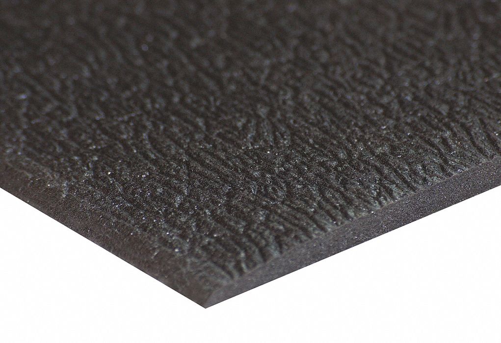 AIRSOFT ANTIFATIGUE MAT, 4 X 60 FT, ⅜ IN THICK, BLACK, PEBBLE, TAPERED