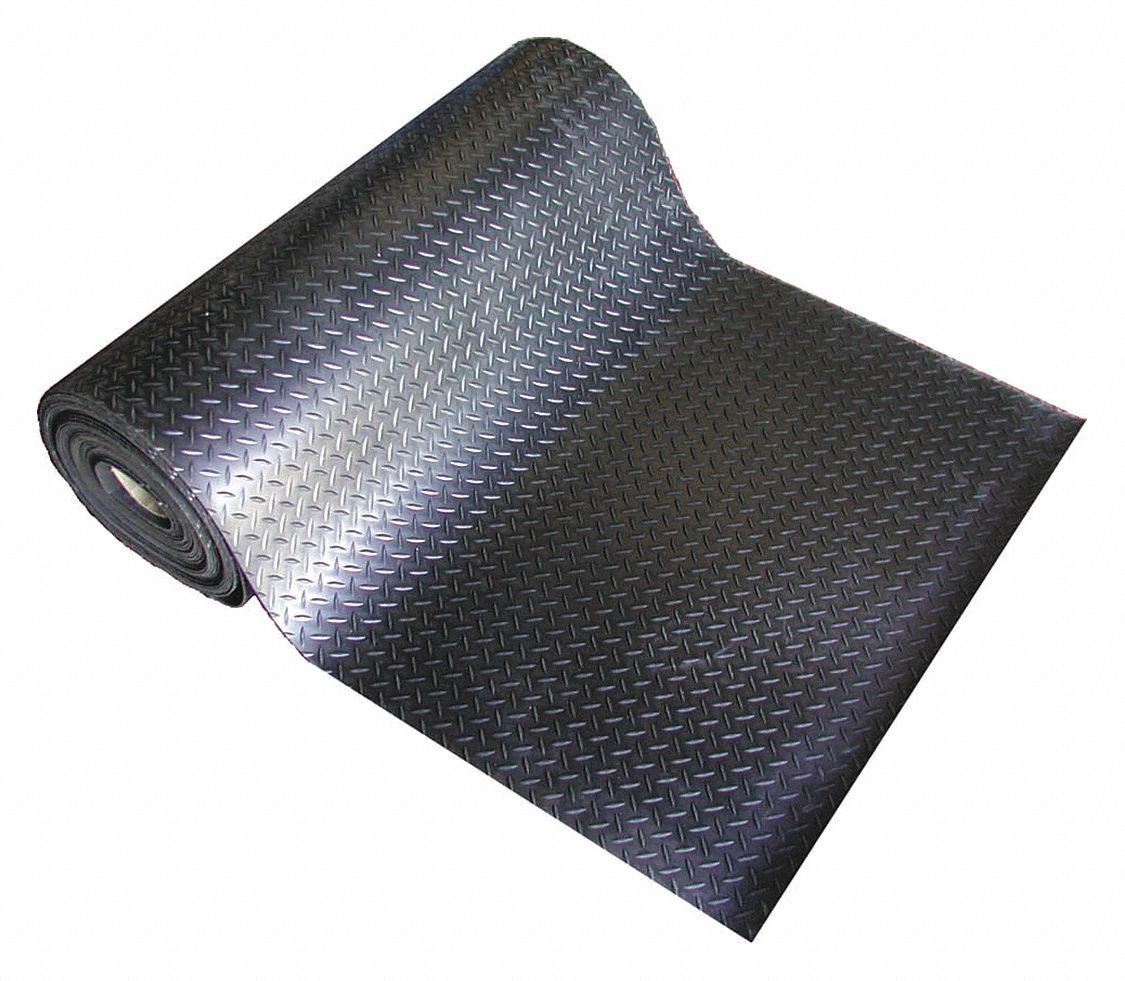 GROUND PROTECTION MAT, MEDIUM DUTY, DIAMOND PLATE/LINKED, BLK, 75 X 4 FT, 1/8 IN THICK, PVC