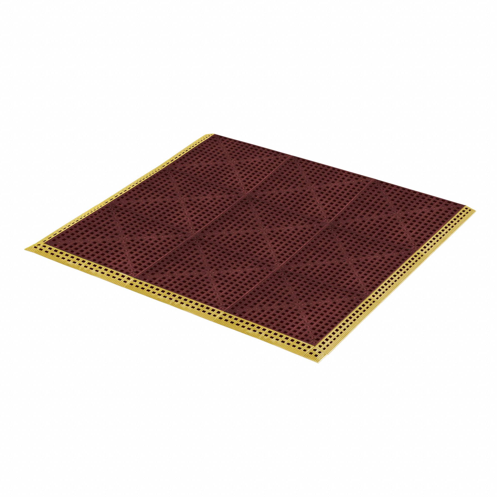 EWV DRAINAGE MAT, 24 X 24 IN, VINYL, 9/16 IN THICK, RED, DIAMOND HOLE