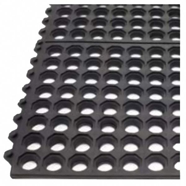 ANTIFATIGUE MAT, SQUARE, GRID PATTERN, OPEN SURFACE, 13 LBS, BLACK, 3 X 3 FT, 9/16 IN THICK, RUBBER