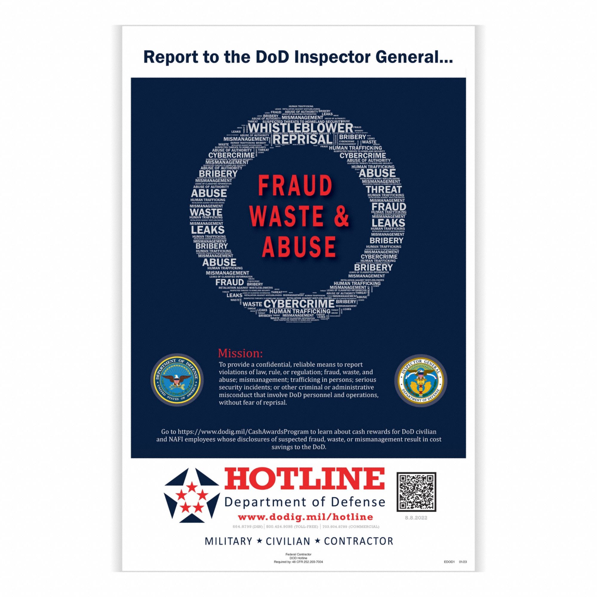 Labor Law Poster: English, Plastic, 2 1/2 in x 25 in, Federal Labor Law