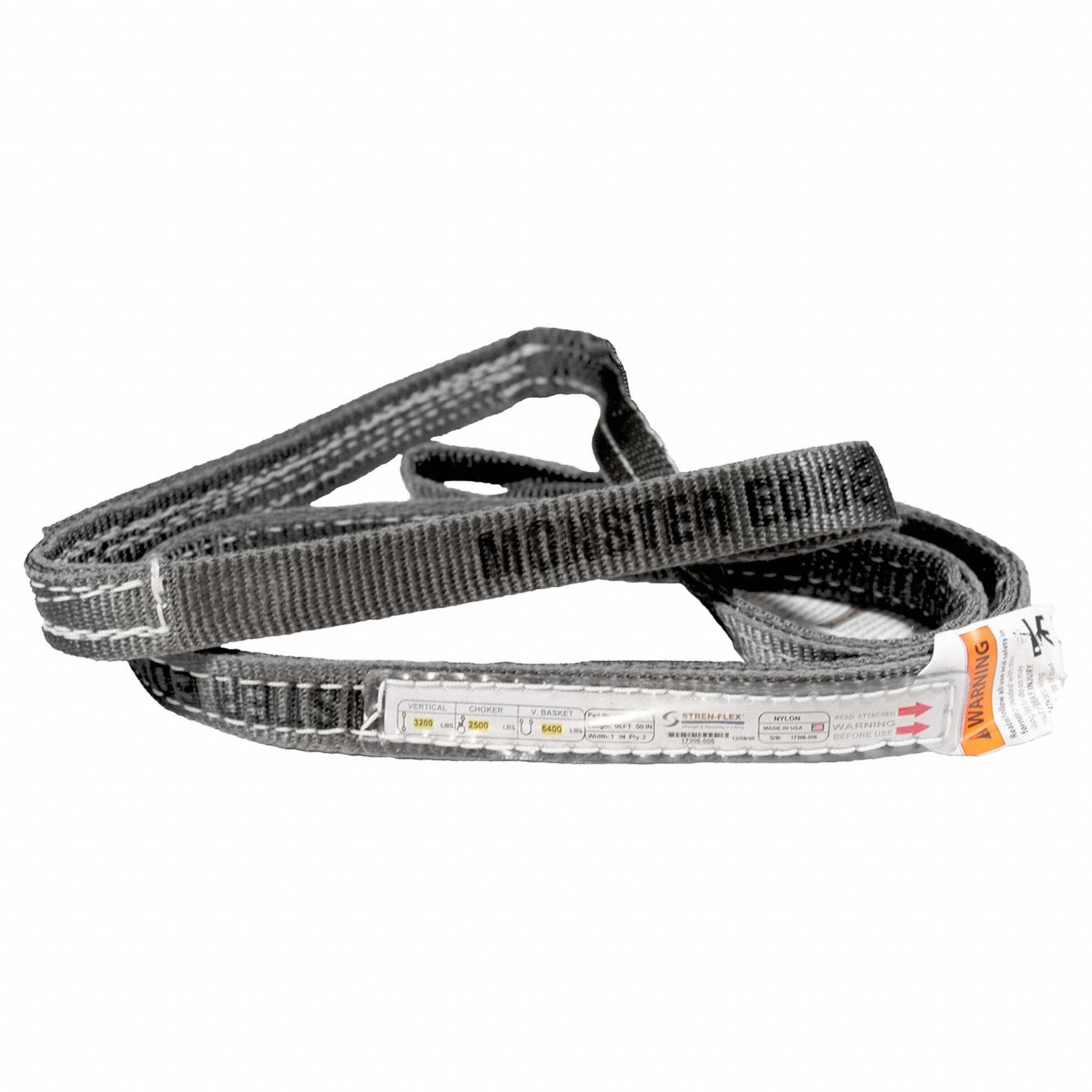 Web Sling, Flat Eye, 10 ft L, 3, 200 lb Cap.