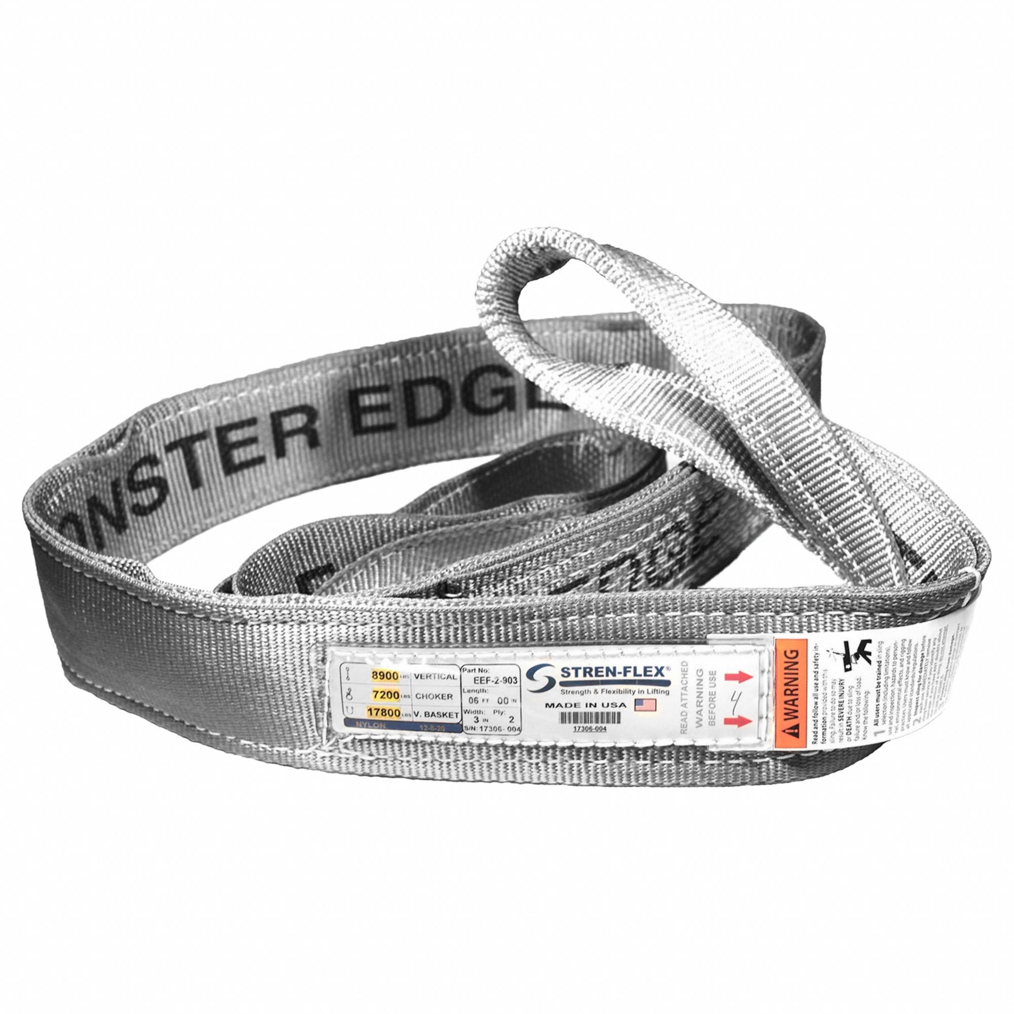 Web Sling, Flat Eye, 10 ft L, 11500 lb Cap