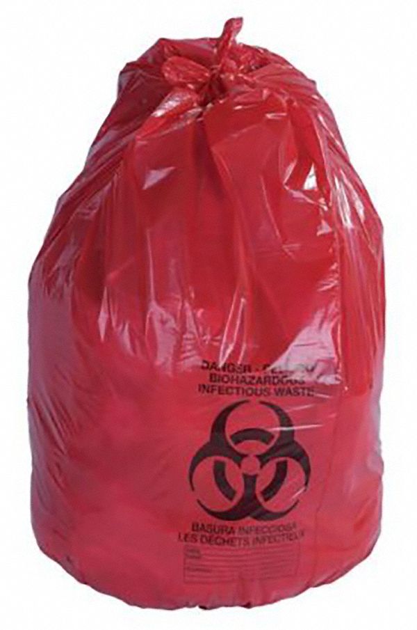 EAGLE BIOHAZARD BAGS,60 GAL,100 BPR,RED Hazardous Waste Bags