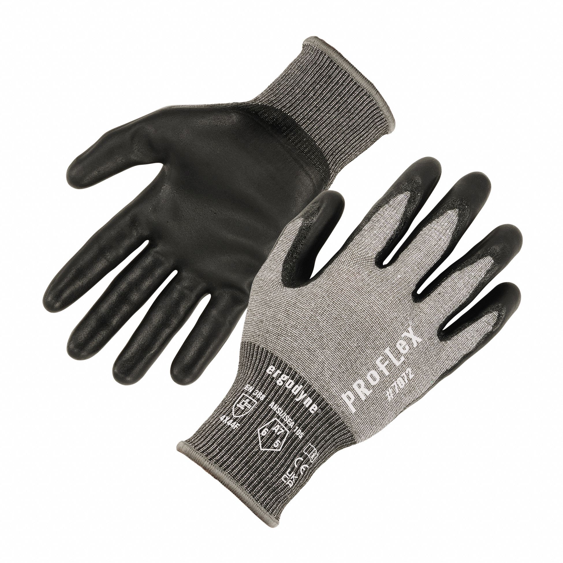 COATED GLOVES, S, GRY, 4½ IN, 18 GA, KNIT-WRIST CUFF, SMOOTH TEXTURE, HPPE TUNGSTEN