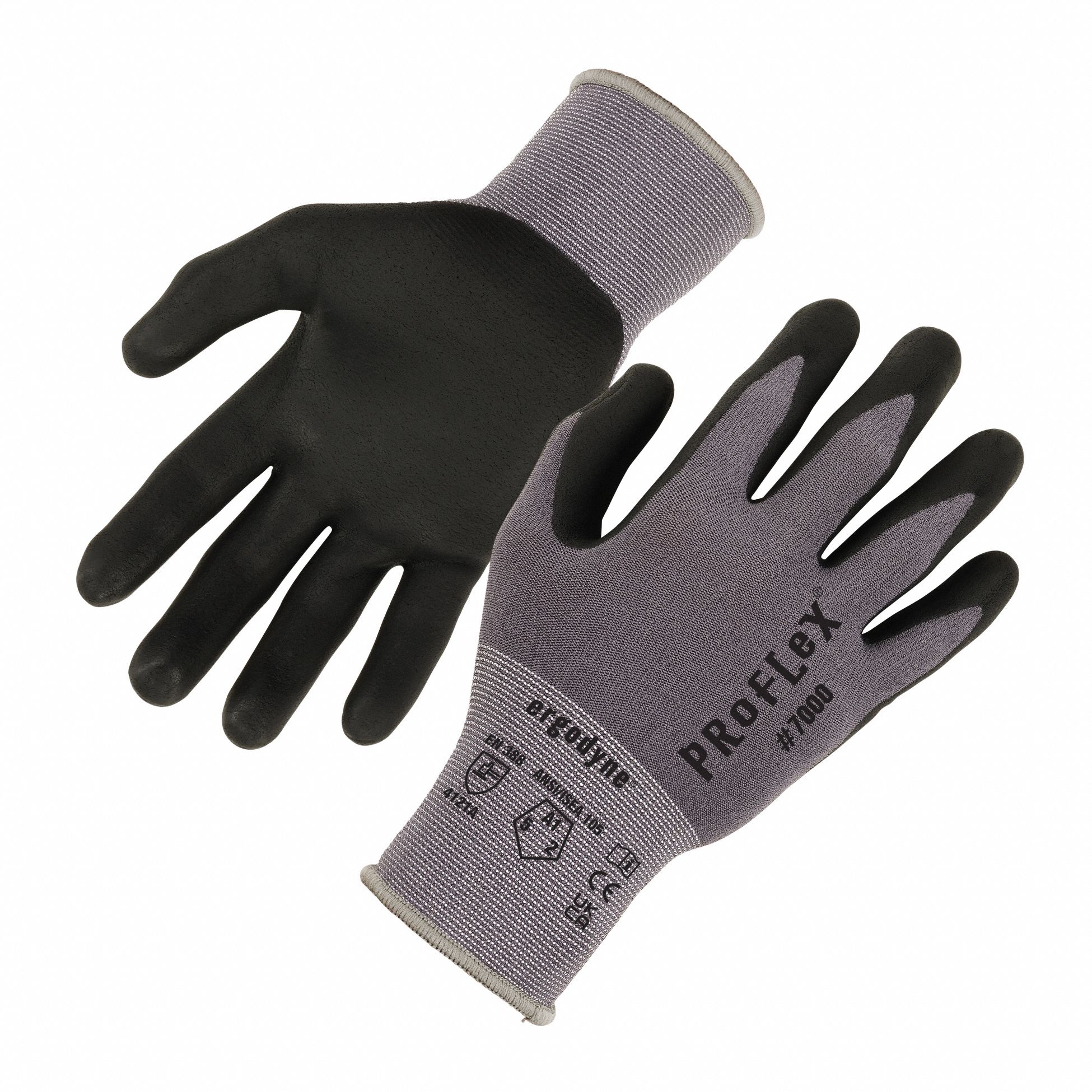 COATED GLOVES, L, GREY, EXTENDED CUFF, 15 GA SEAMLESS NYLON
