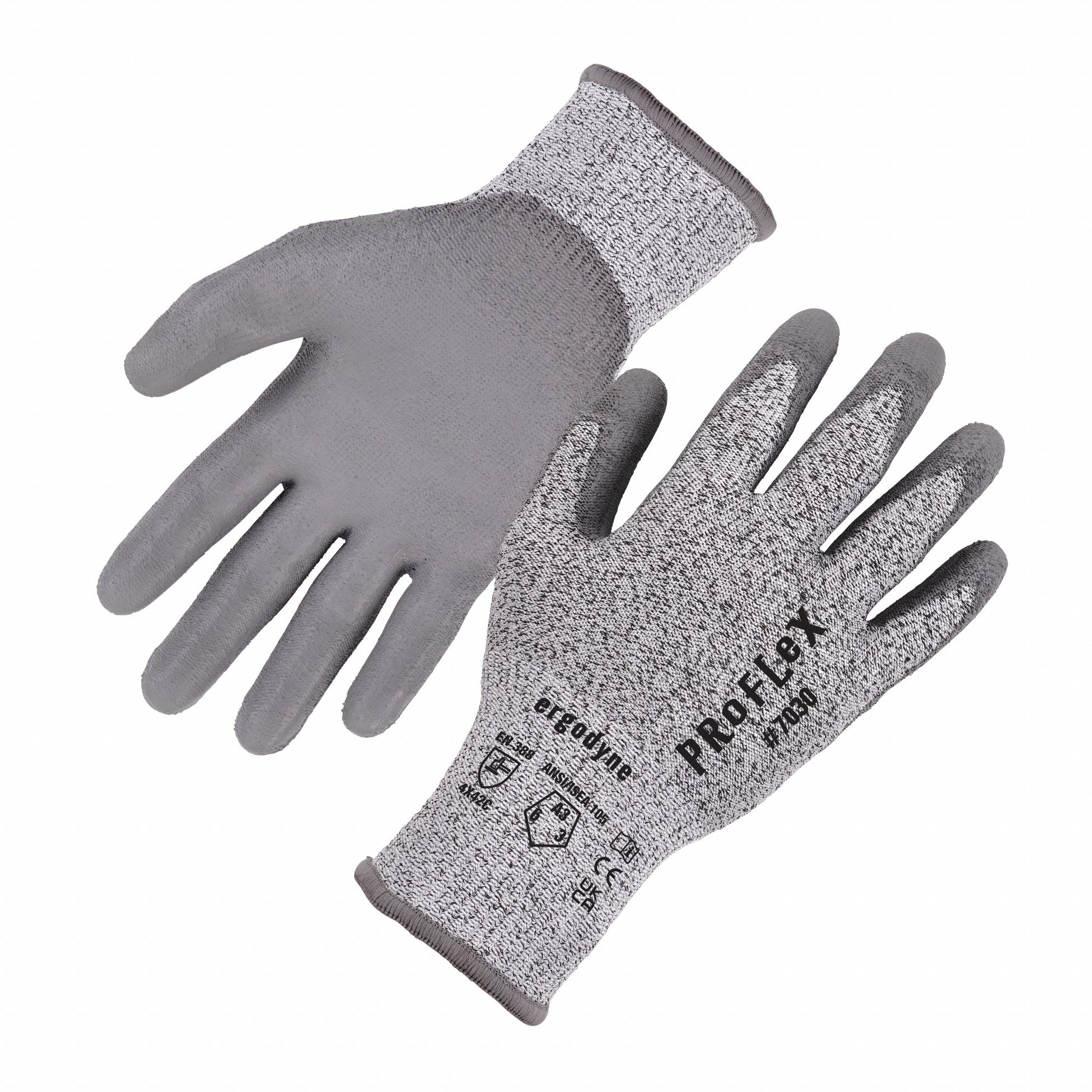 COATED GLOVES, M, GREY, KNITTED CUFF, 13 GA SEAMLESS HPPE NYLON