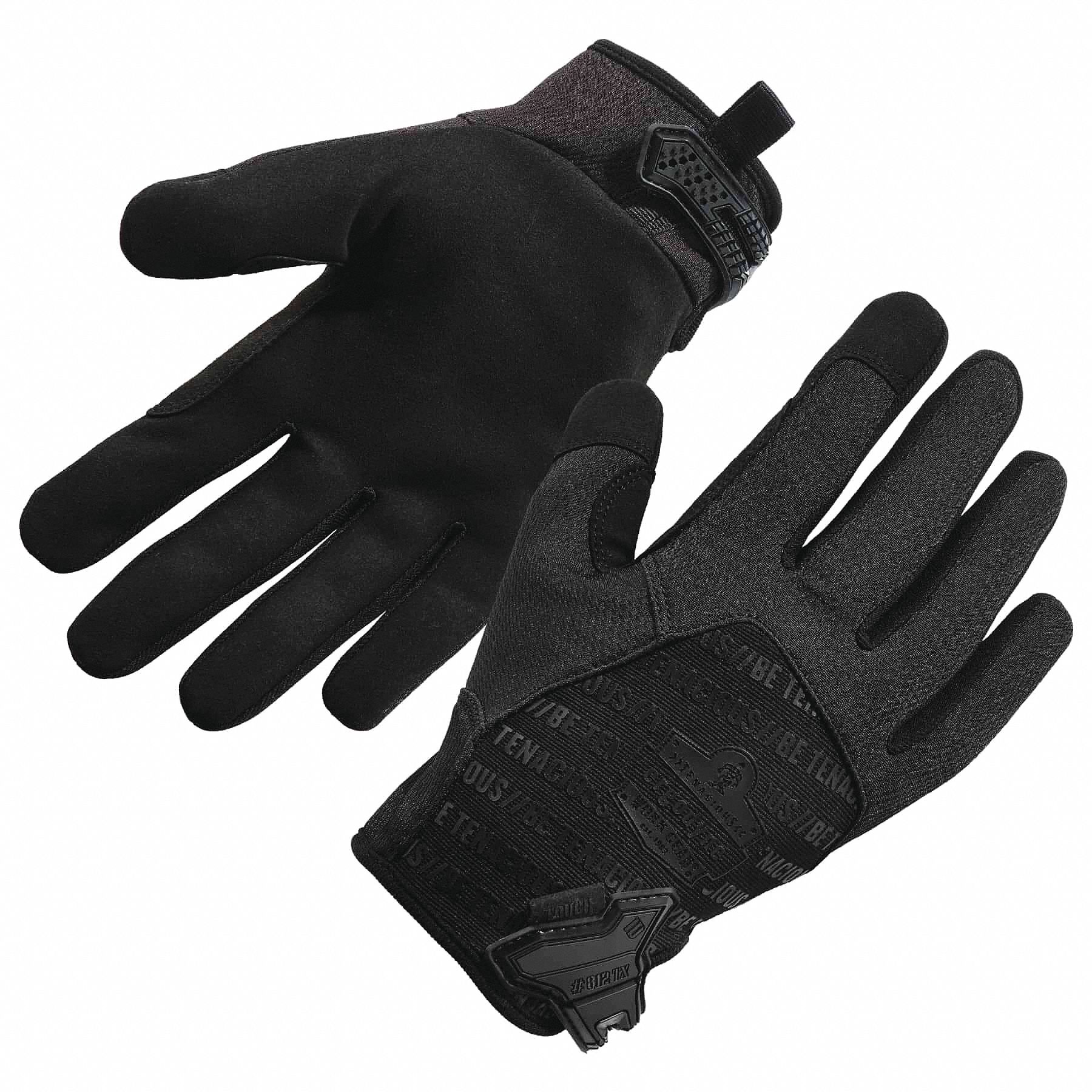 KNIT GLOVE, UNCOATED, REINFORCED THUMB, 8 OZ, 9 1/2 IN L, SZ L/9, BLACK, PR